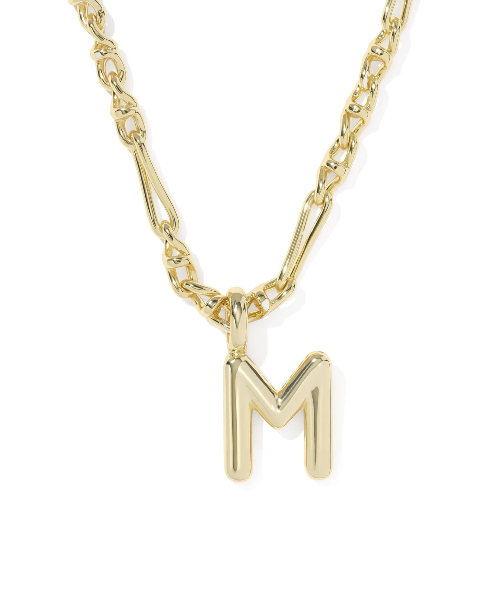 Kendra Scott Bubble Letter M Gold Short Pendant Necklace | Metal