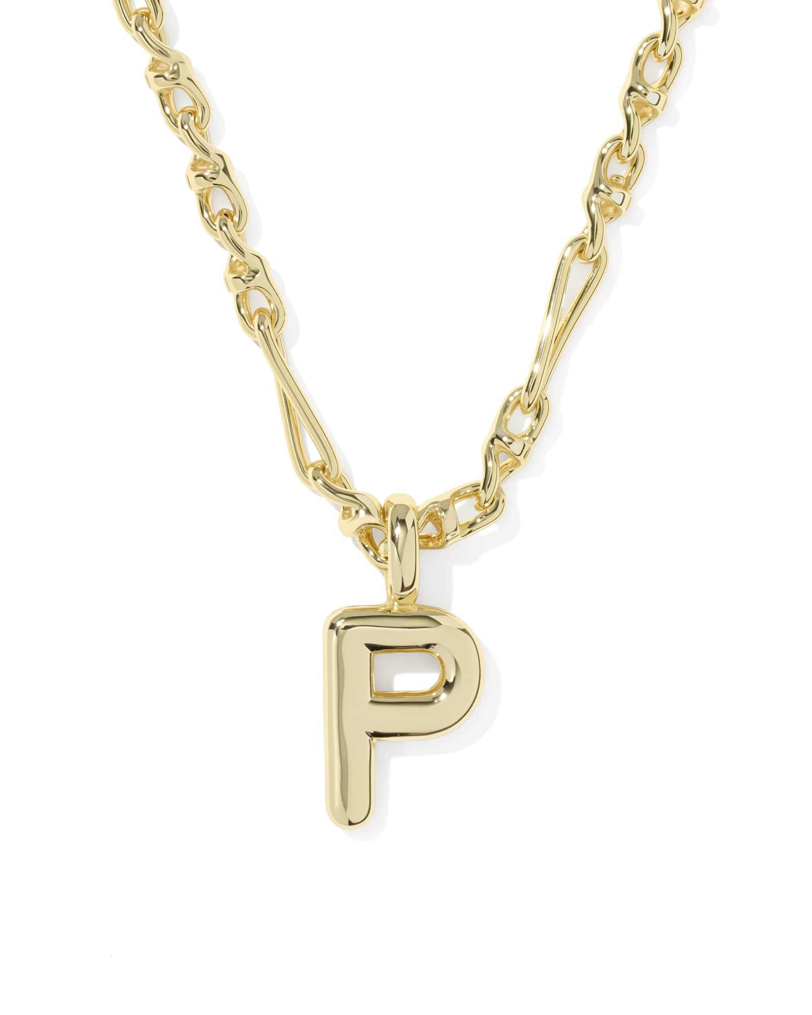 Kendra Scott Bubble Letter P Gold Short Pendant Necklace | Metal