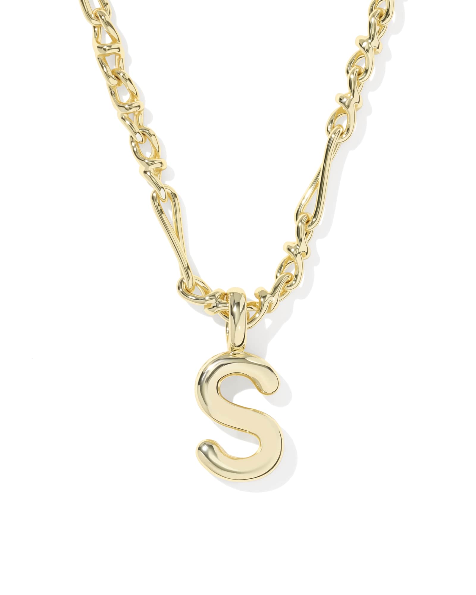 Bubble Letter S Gold Short Pendant Necklace