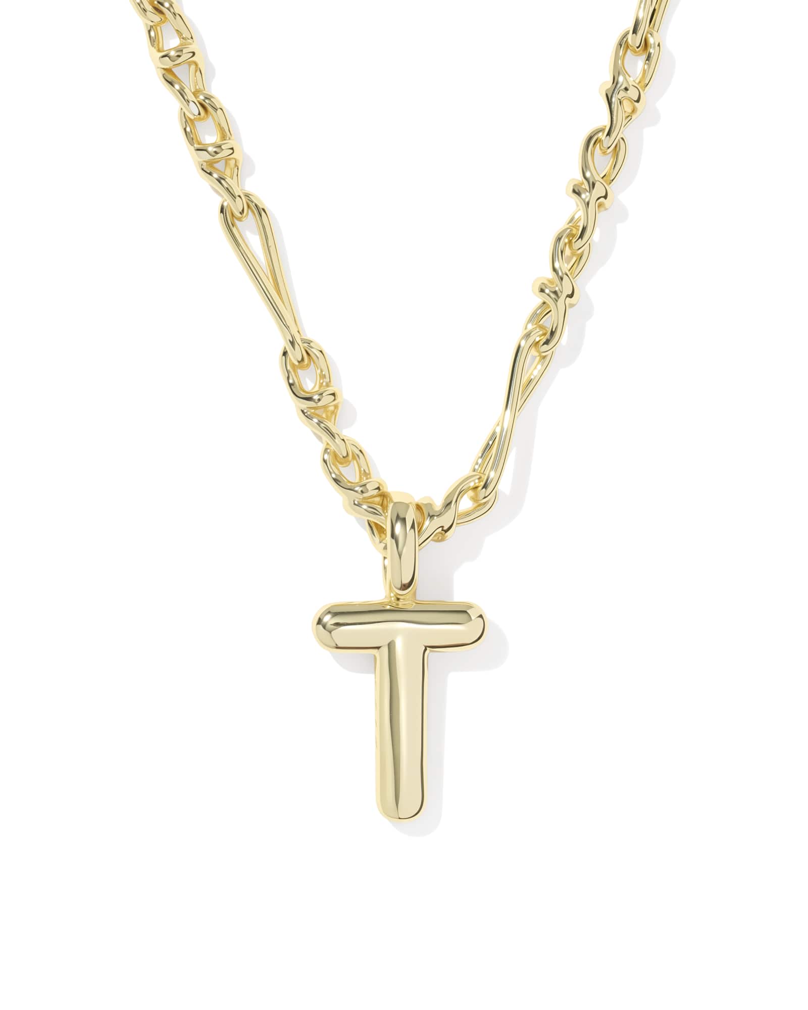 Kendra Scott Bubble Letter T Gold Short Pendant Necklace | Metal