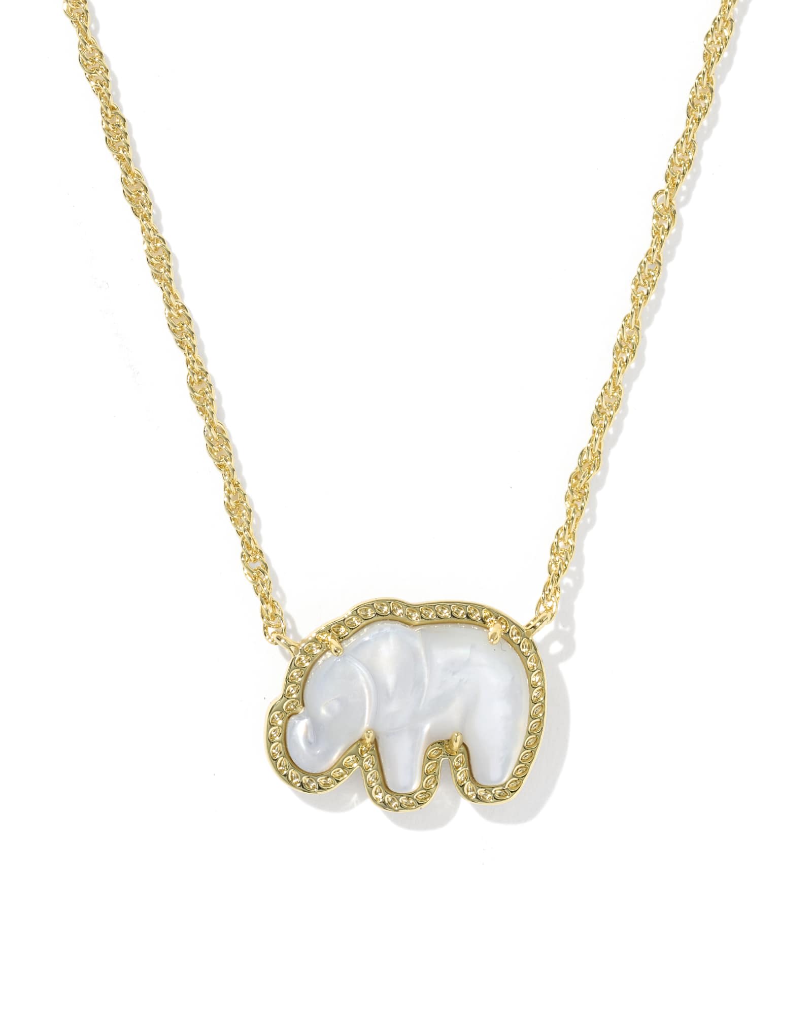 Kendra Scott Elephant Gold Short Pendant Necklace | Mother Of Pearl