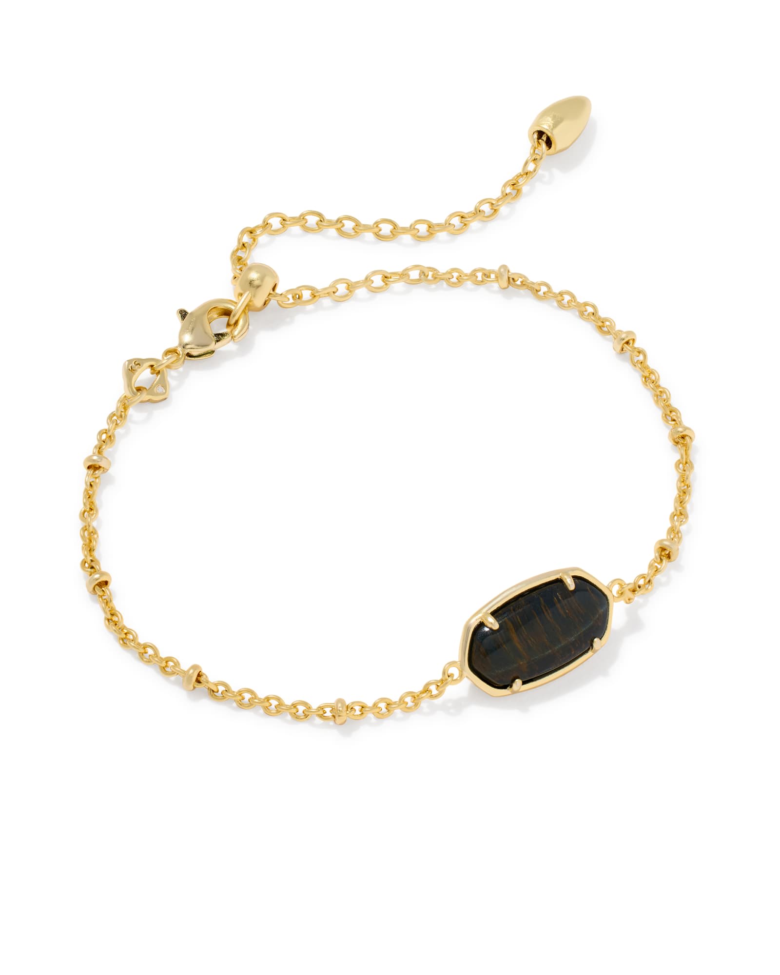 Kendra Scott Tiger Striped Elaina Gold Delicate Chain Bracelet | Hawk's Eye