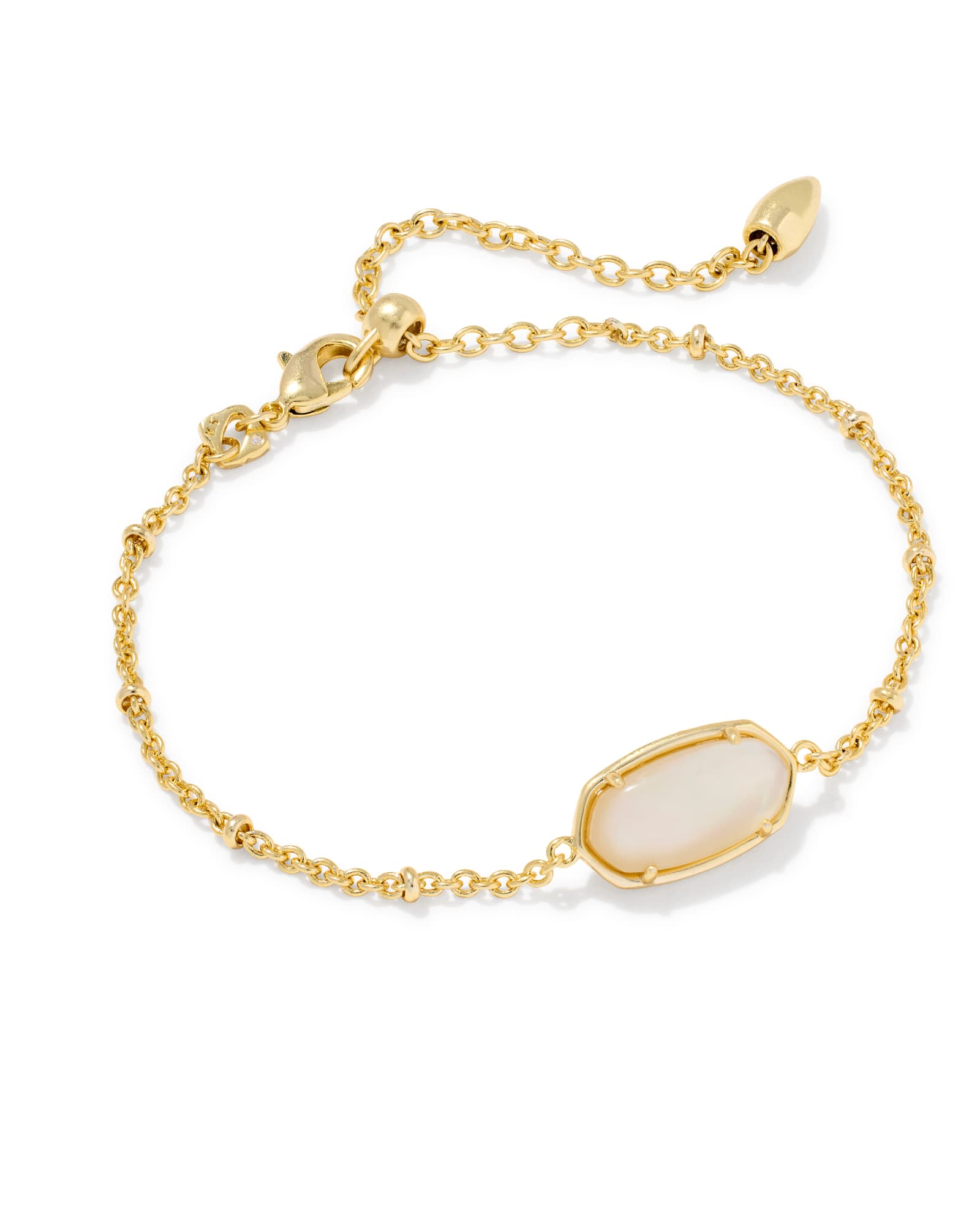 Kendra Scott Tiger Striped Elaina Gold Delicate Chain Bracelet | Mother Of Pearl