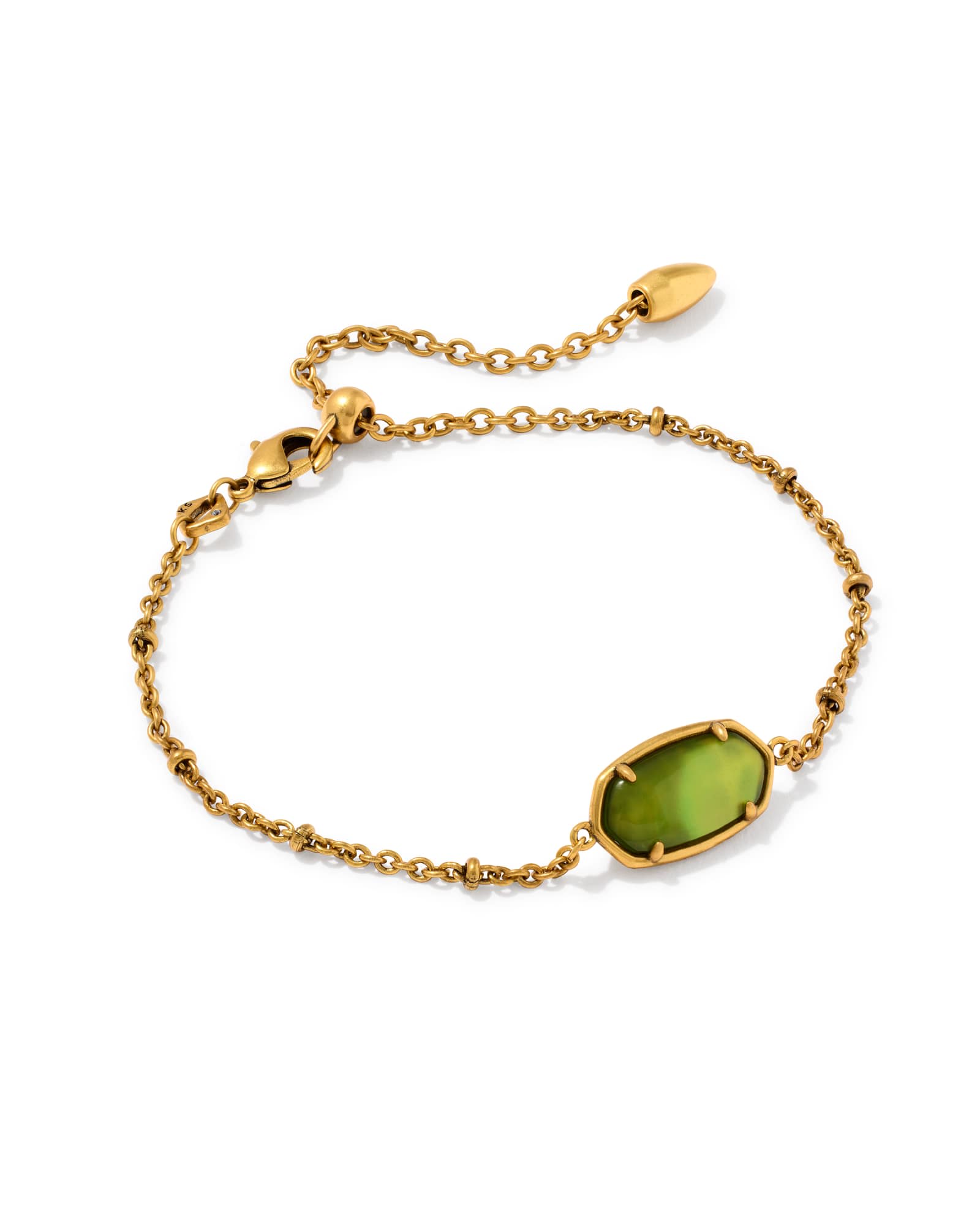 Kendra Scott Tiger Striped Elaina Vintage Gold Delicate Chain Bracelet | Mother Of Pearl