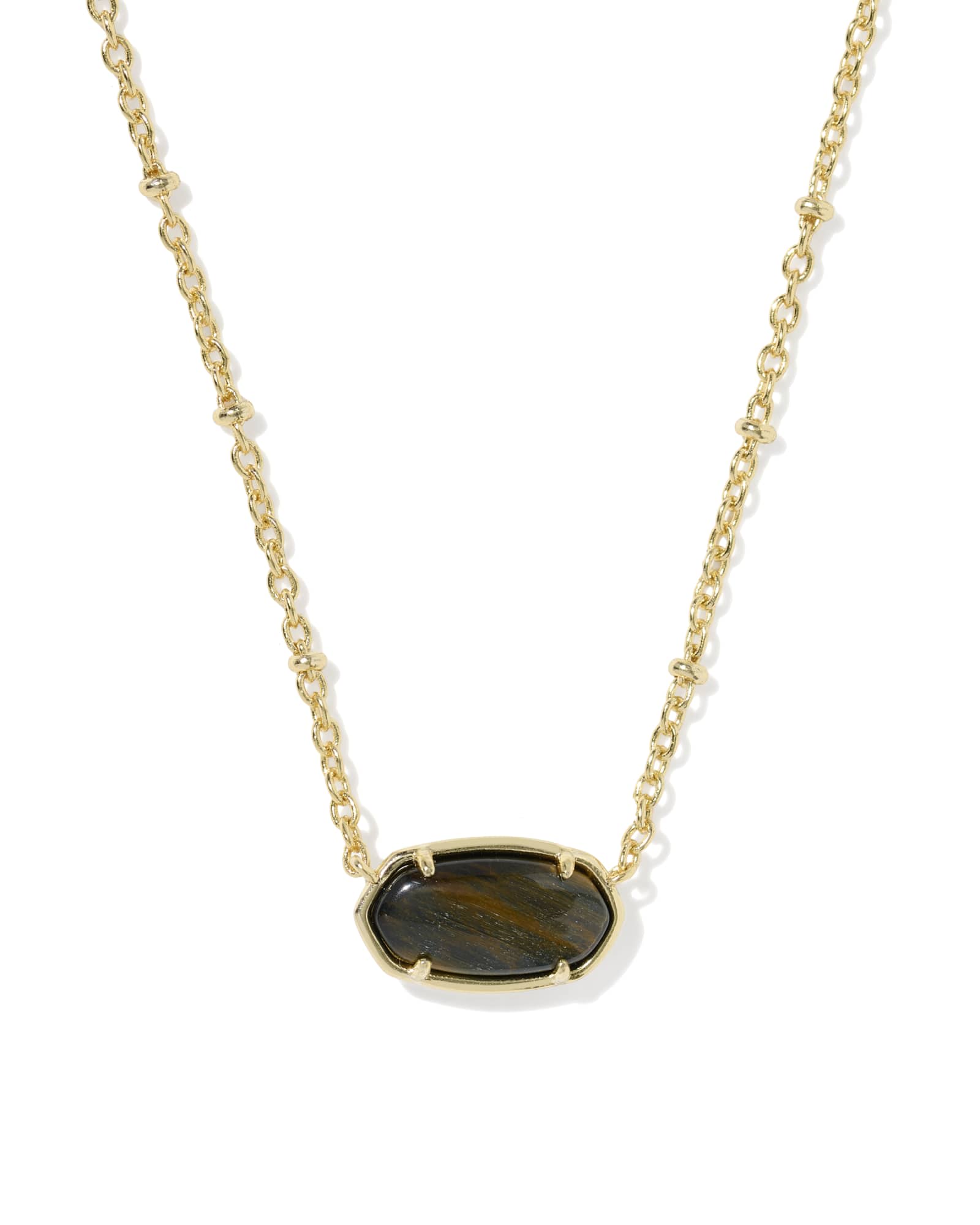 Kendra Scott Tiger Striped Elisa Gold Short Pendant Necklace | Hawk's Eye