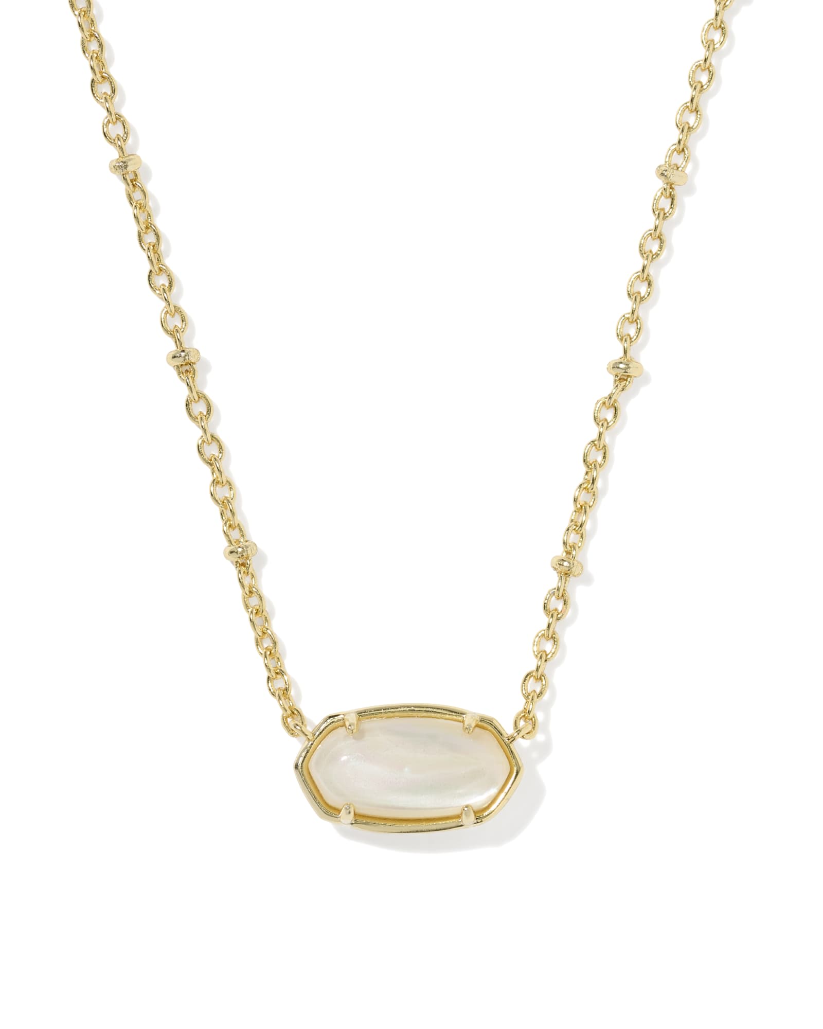 Kendra Scott Tiger Striped Elisa Gold Short Pendant Necklace | Mother Of Pearl