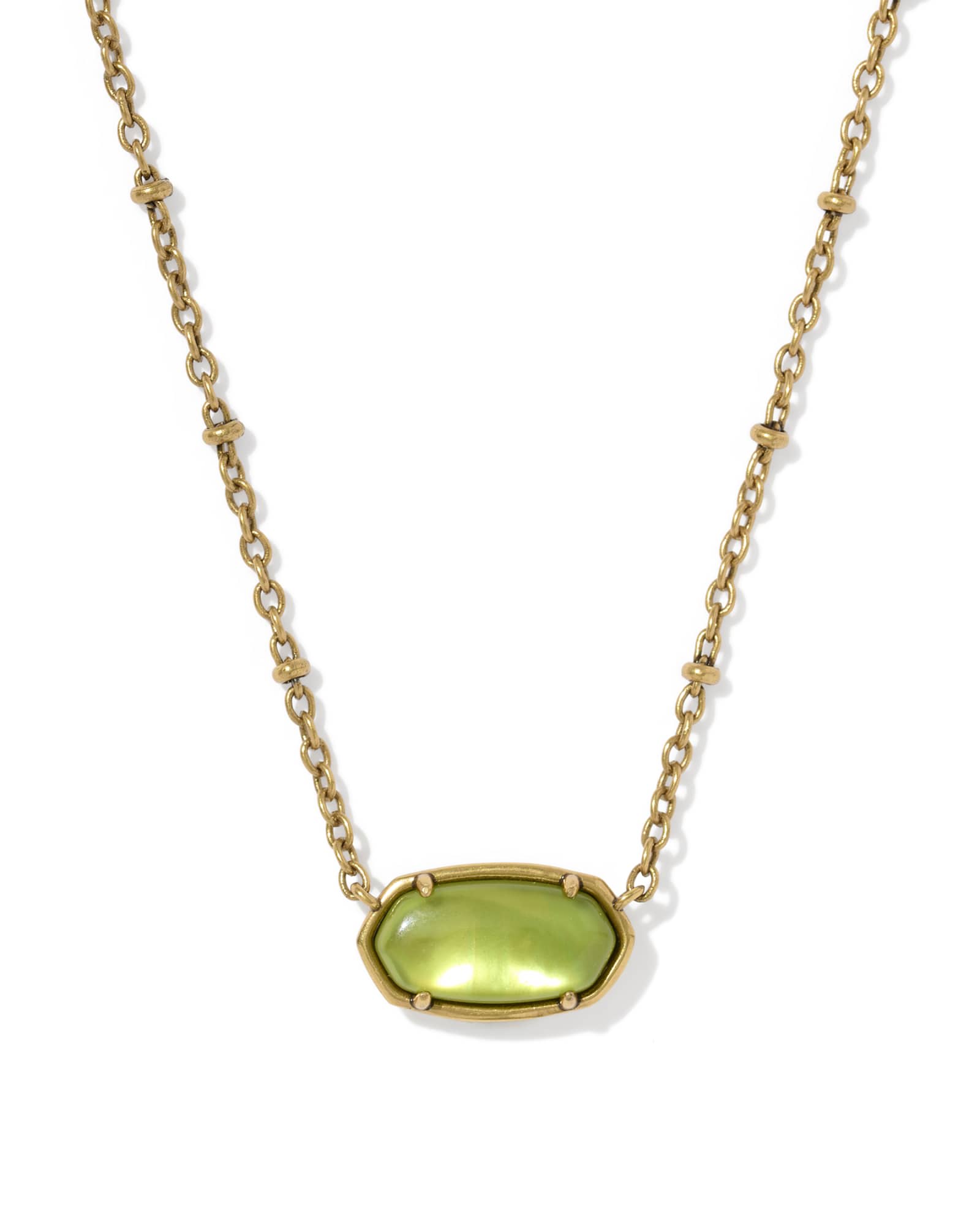 Kendra Scott Tiger Striped Elisa Vintage Gold Short Pendant Necklace | Mother Of Pearl