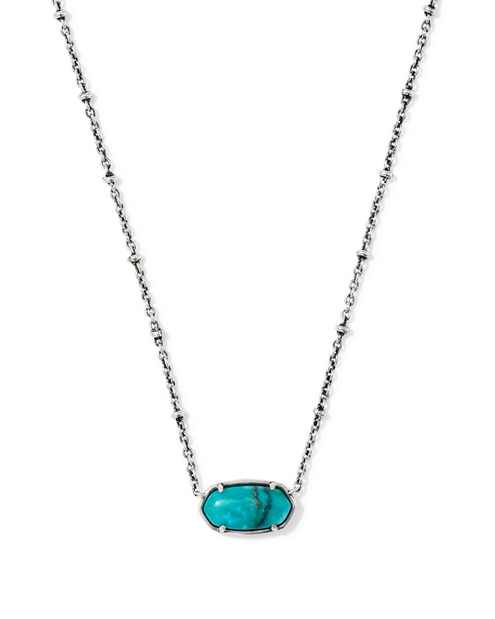 Kendra Scott Tiger Striped Elisa Vintage Silver Short Pendant Necklace | Marble