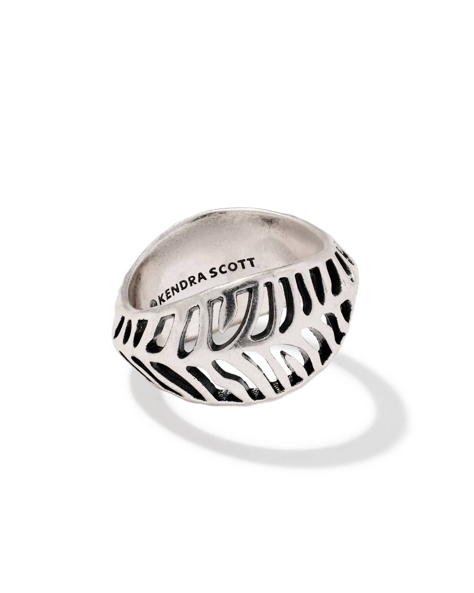 Kendra Scott Tiger Striped Mikki Vintage Silver Band Ring | Metal | Size 6