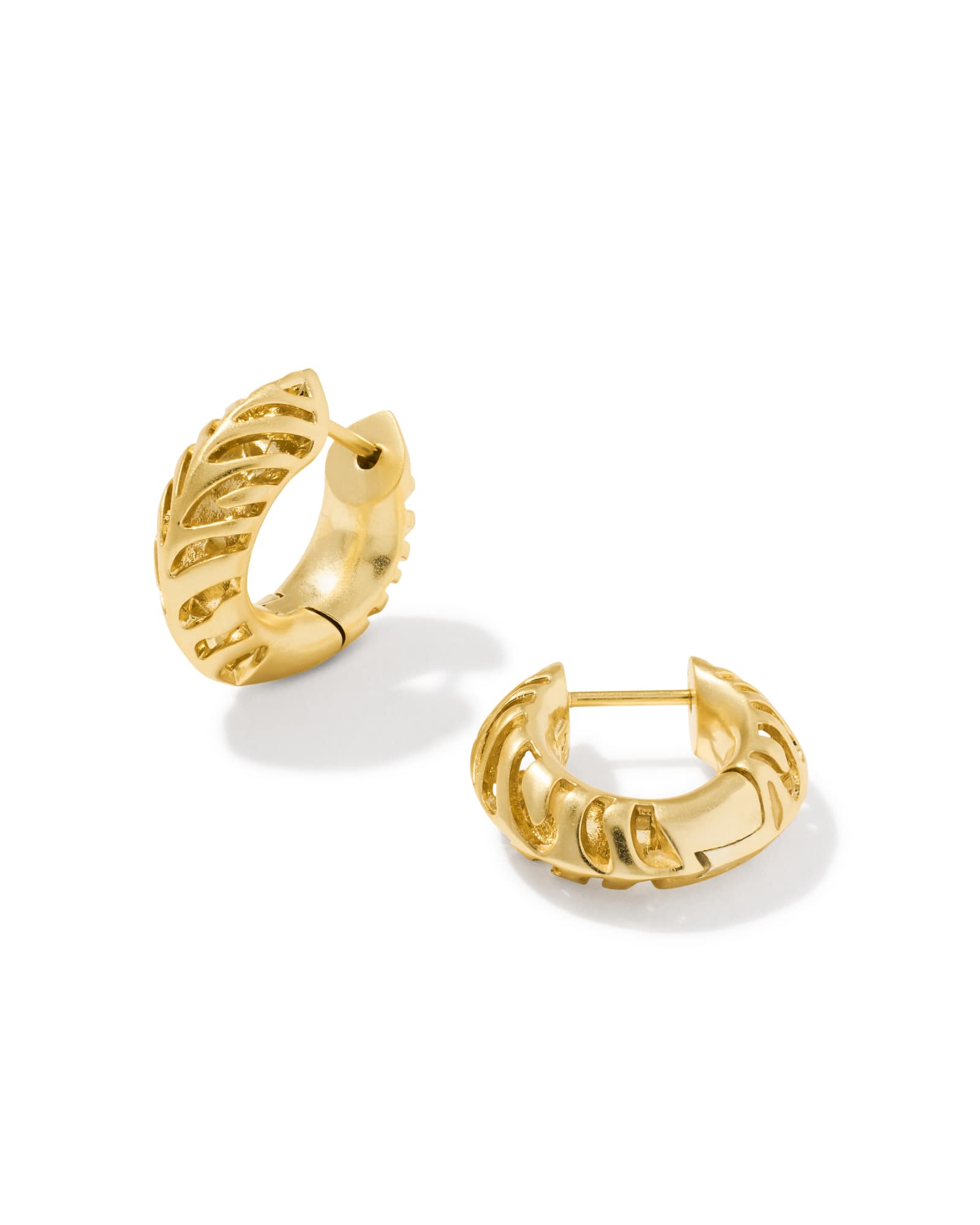Kendra Scott Tiger Striped Mikki Gold Huggie Earrings | Metal