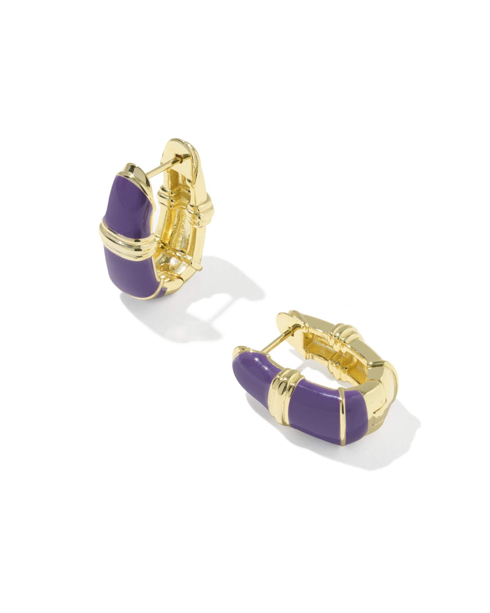Kendra Scott Courtney Gold Huggie Earrings | Enamel