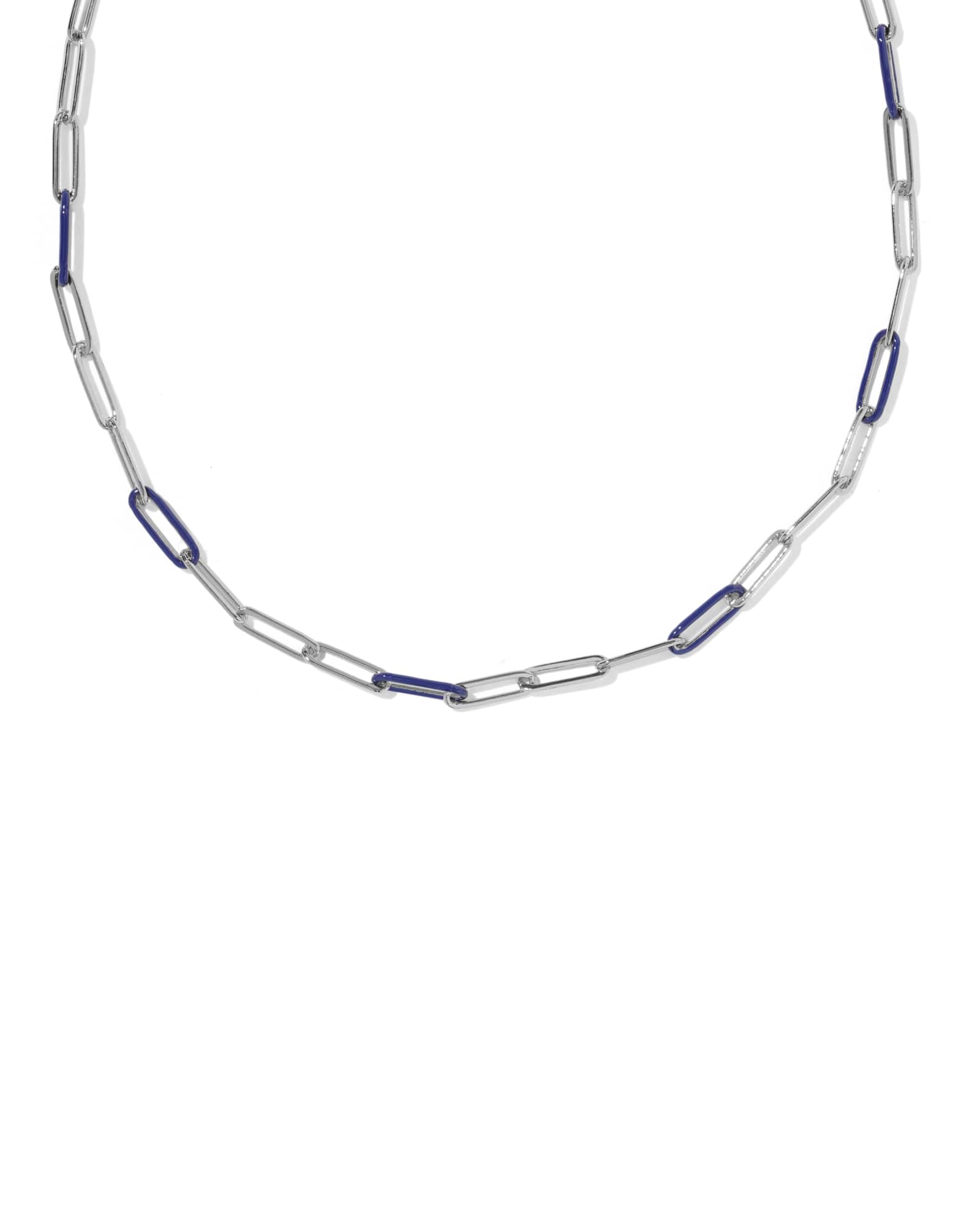 Kendra Scott Courtney Silver Enamel Link and Chain Necklace | Enamel/Metal Rhodium