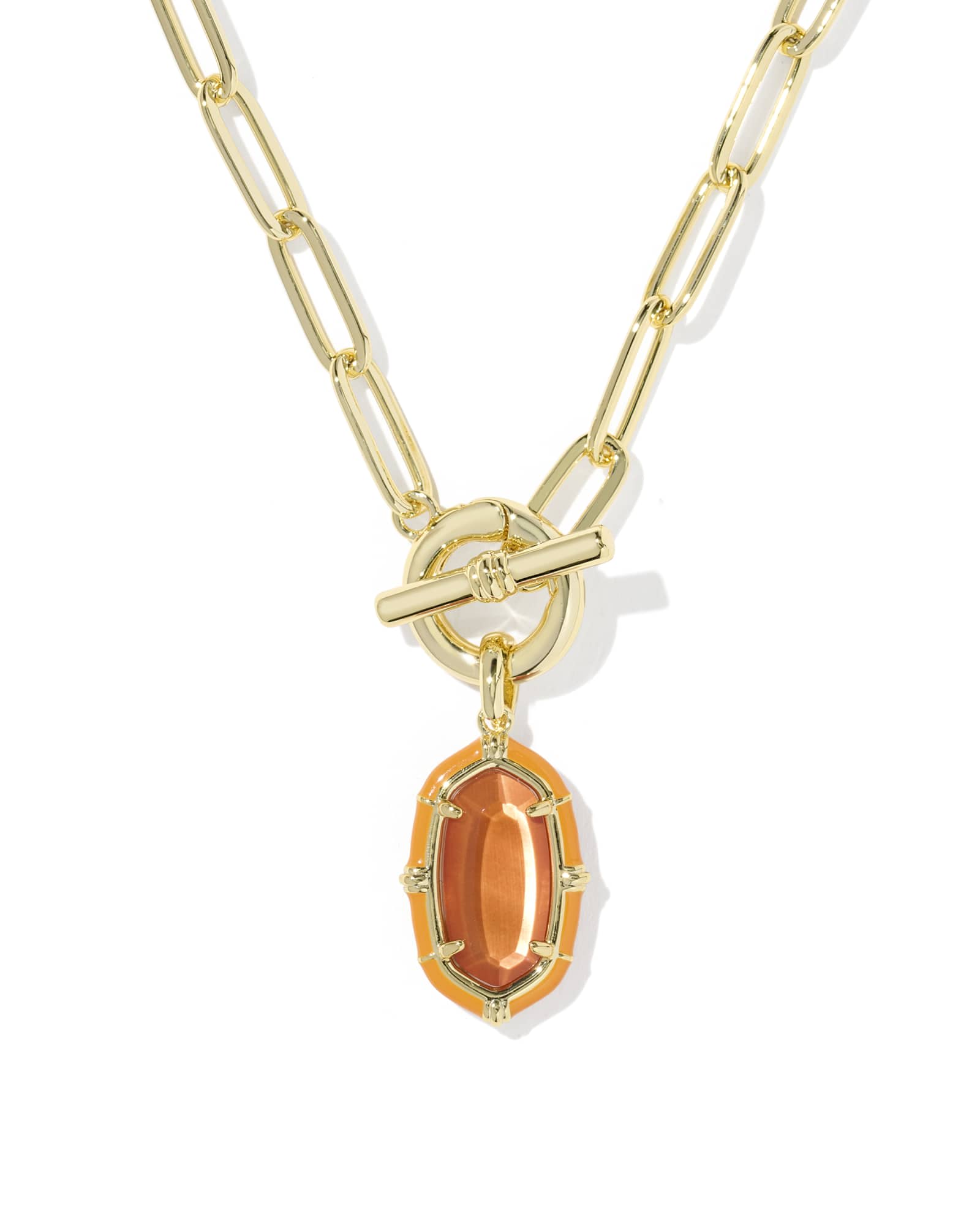 Elisa Gold Enamel Link and Chain Necklace