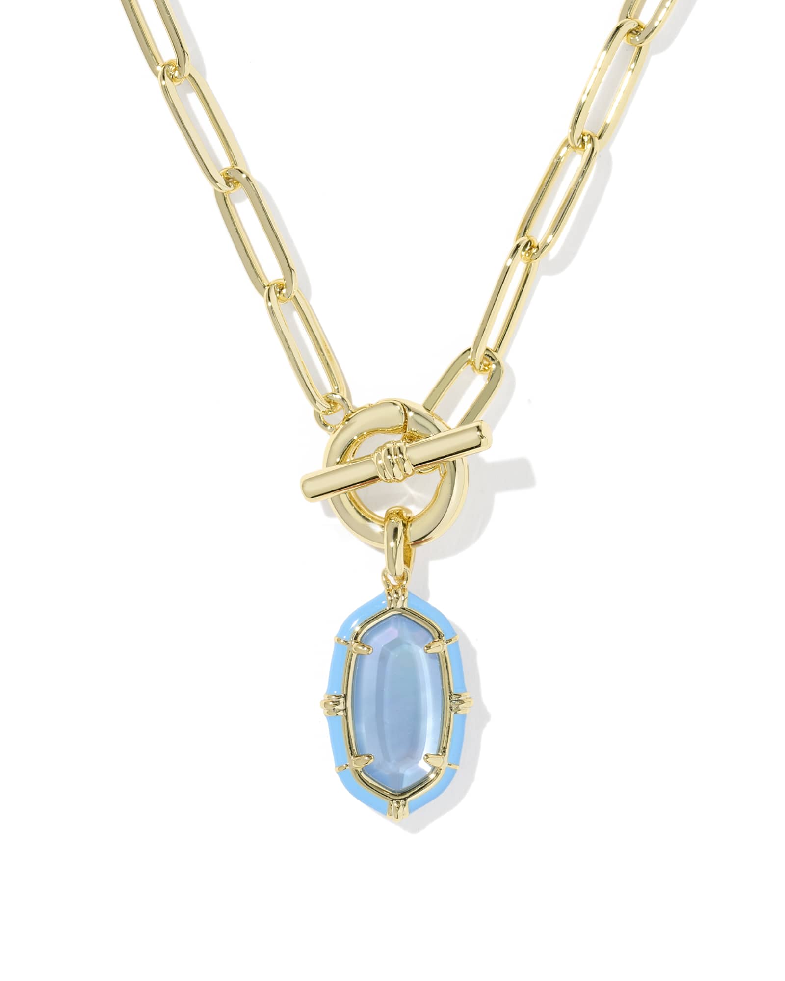 Elisa Gold Enamel Link and Chain Necklace