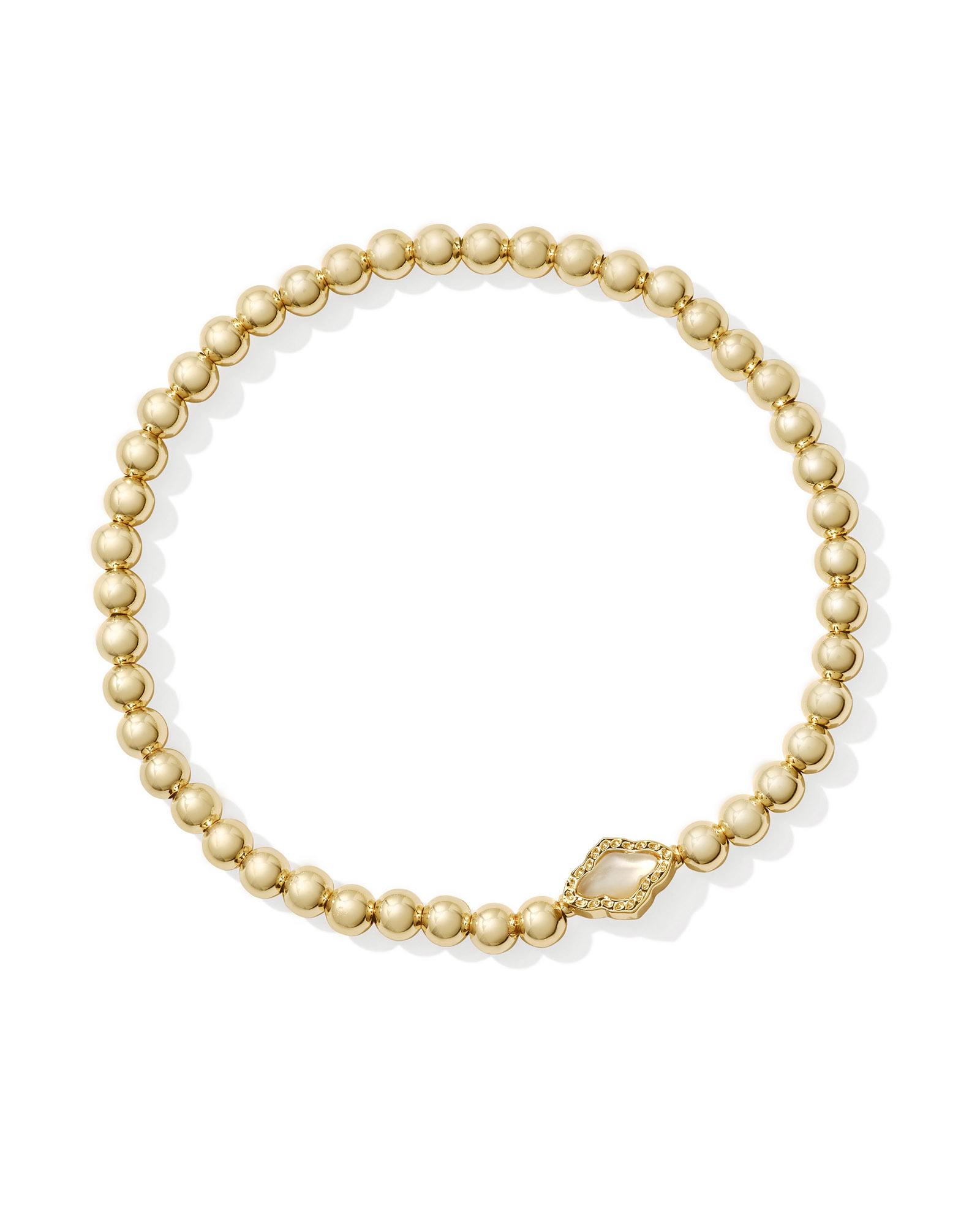 Kendra Scott Abbie Gold Beaded Stretch Bracelet in Natural Mother-of-Pearl | Mother Of Pearl