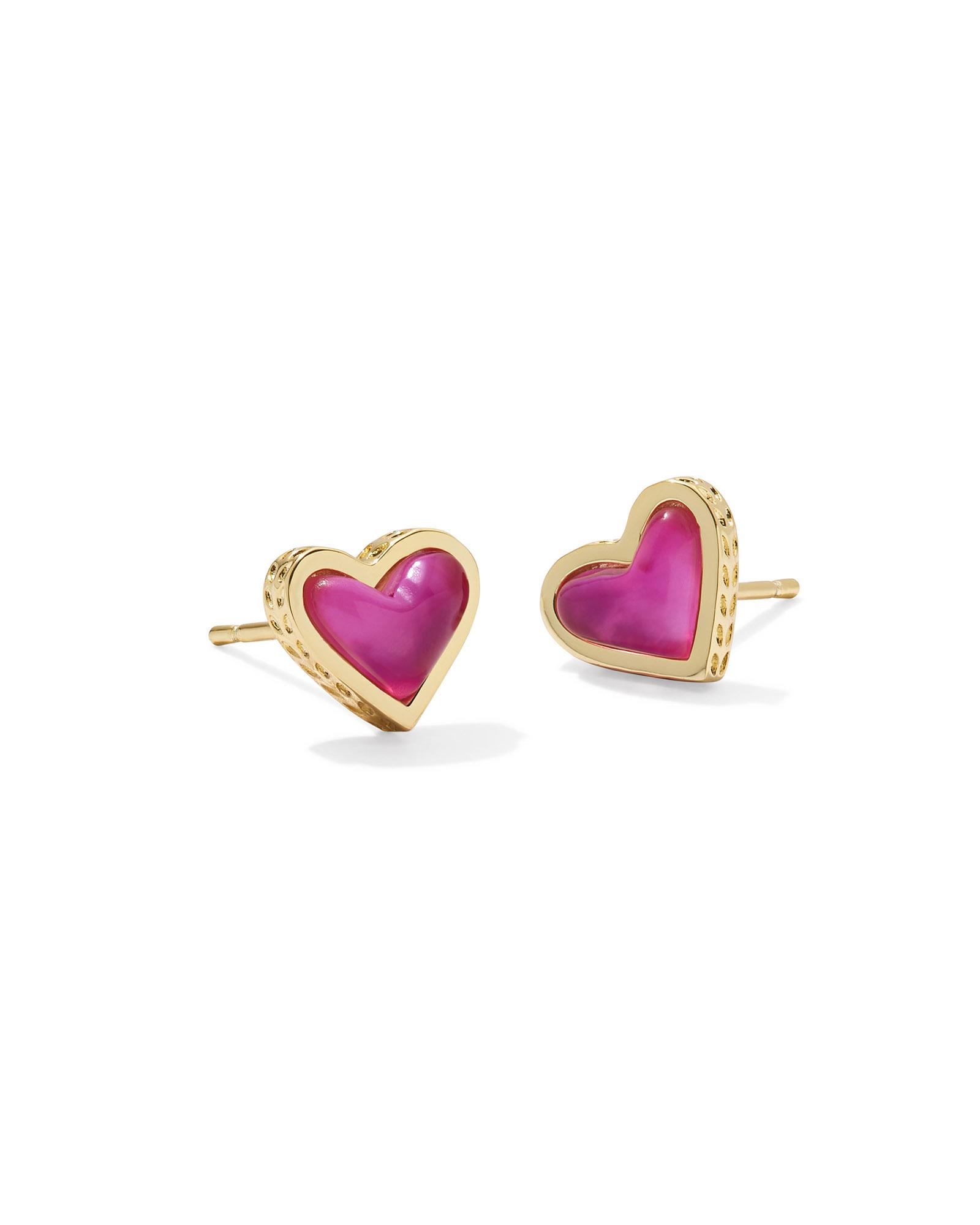 Kendra Scott Framed Ari Heart Gold Stud Earrings in Azalea Illusion | Illusion/Metal