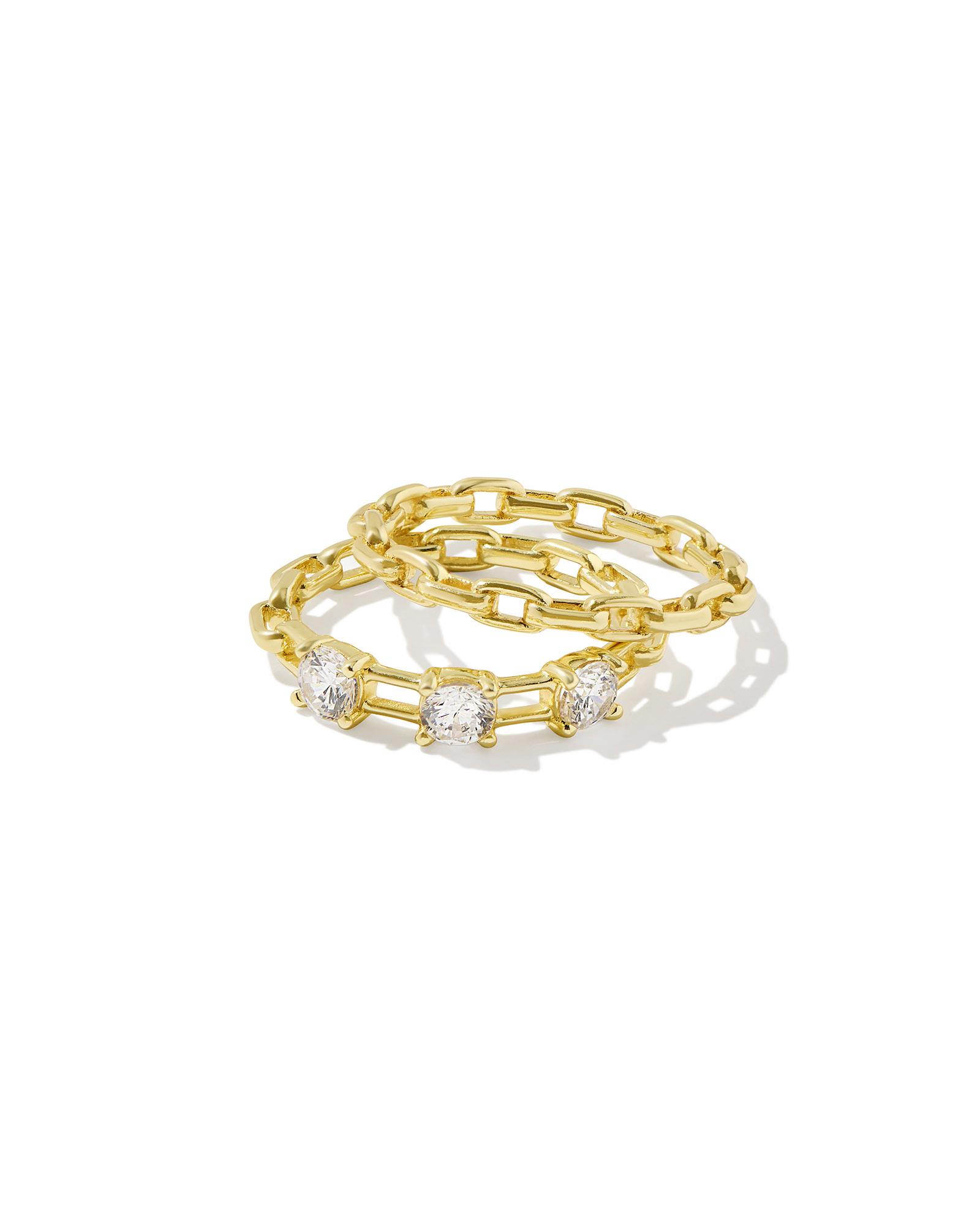 Kendra Scott Lexi Gold Ring Set in White | Crystal | Size 7