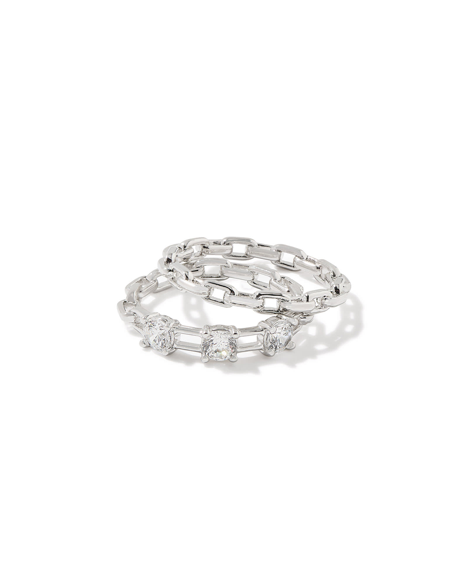 Kendra Scott Lexi Silver Ring Set in White Crystal | Crystal/Metal Rhodium | Size 7