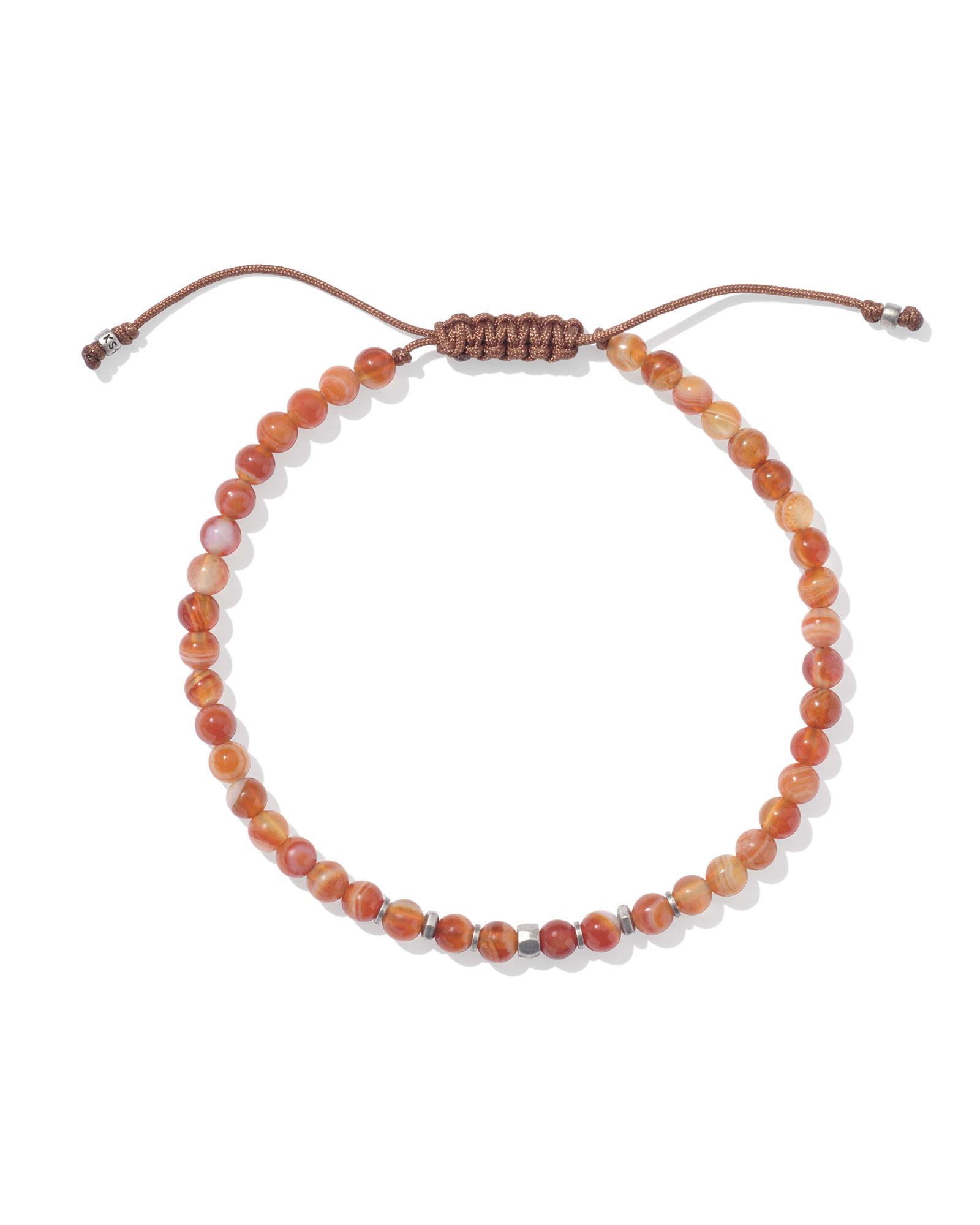 Kendra Scott Otto Oxidized Sterling Silver Beaded Bracelet in Orange | Banded Agate