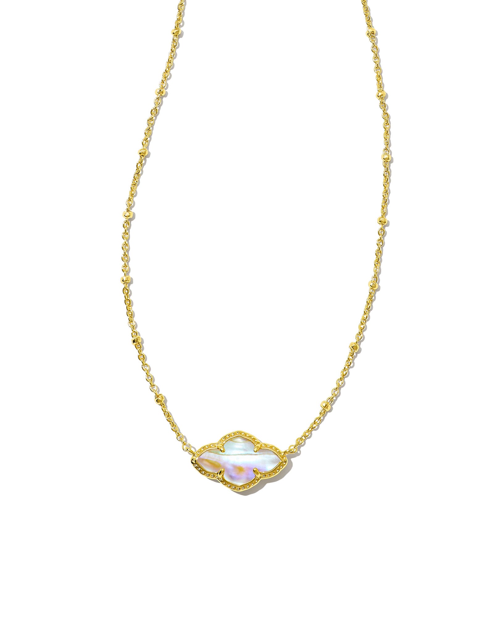 Kendra Scott Abbie Gold Pendant Necklace in Iridescent Abalone | Shell