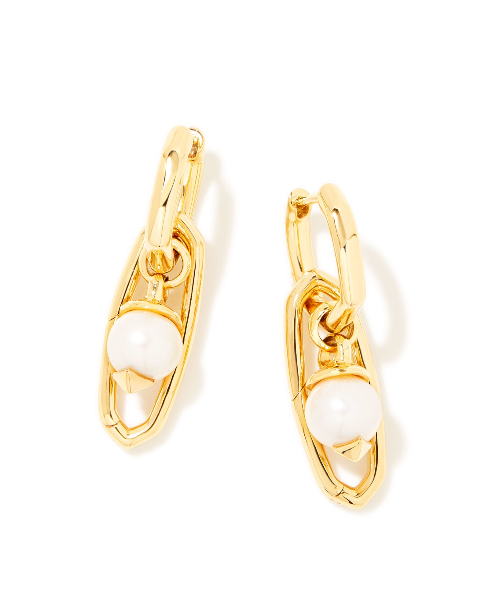 Kendra Scott Brooklyn Convertible Pearl 18k Gold Vermeil Charm Earrings in White Pearl | Pearl/Metal