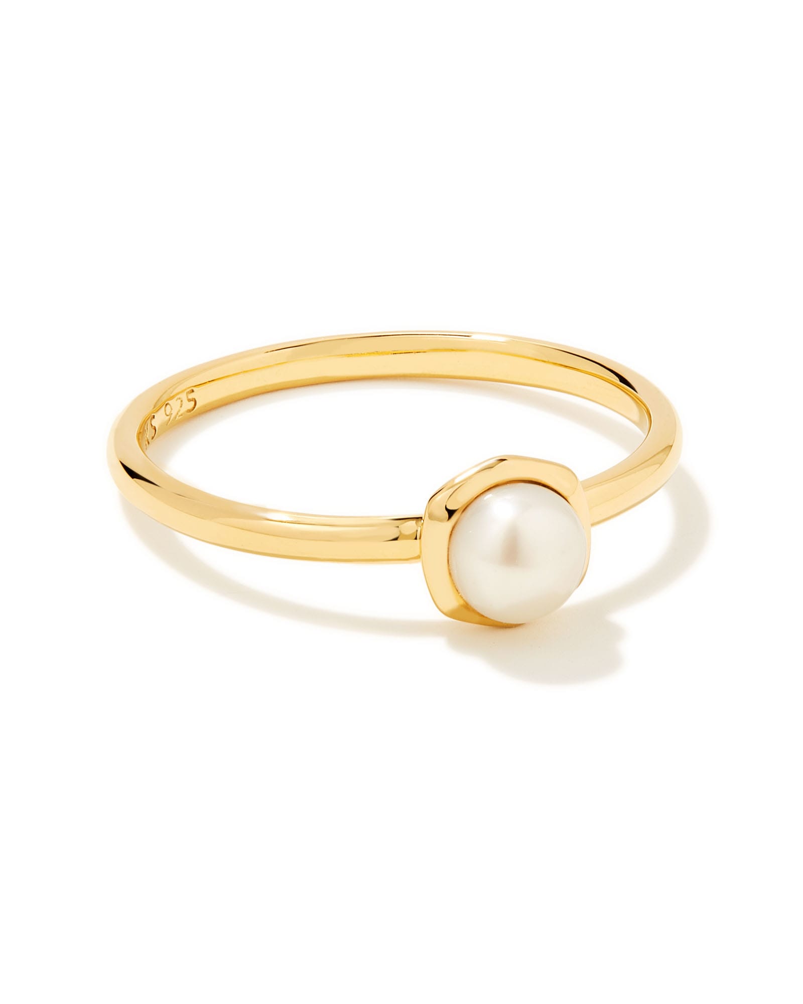 Kendra Scott Davie 18k Gold Vermeil Band Ring in White | Pearl | Size 6