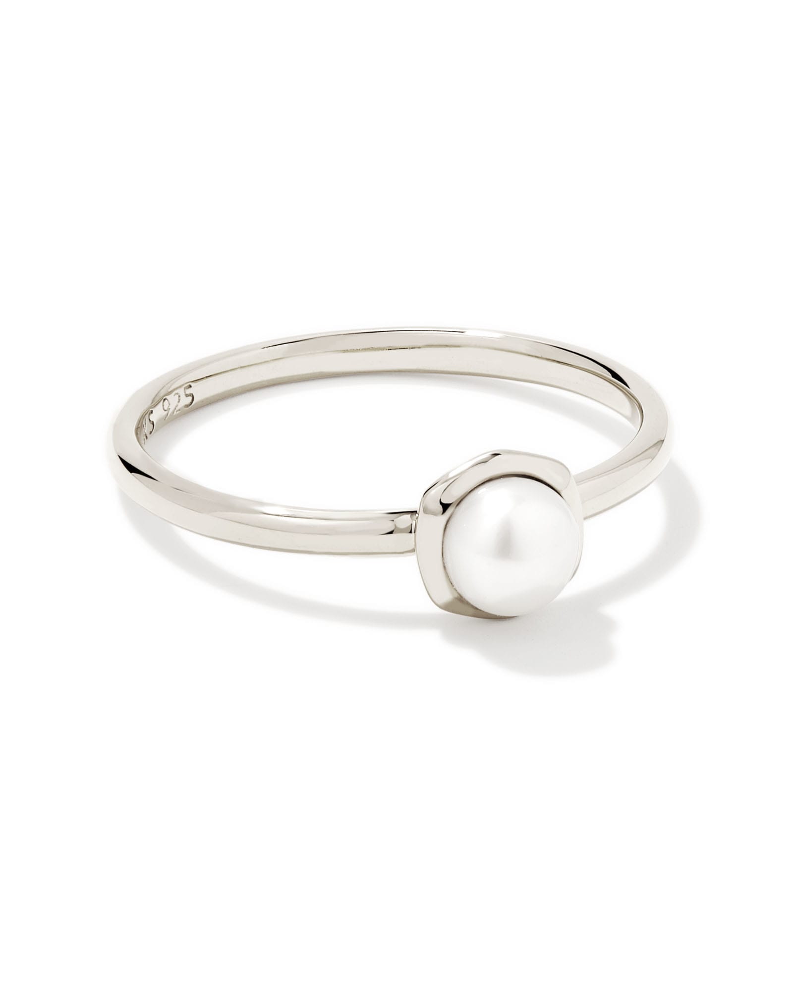 Kendra Scott Davie Sterling Silver Band Ring in White | Pearl | Size 9