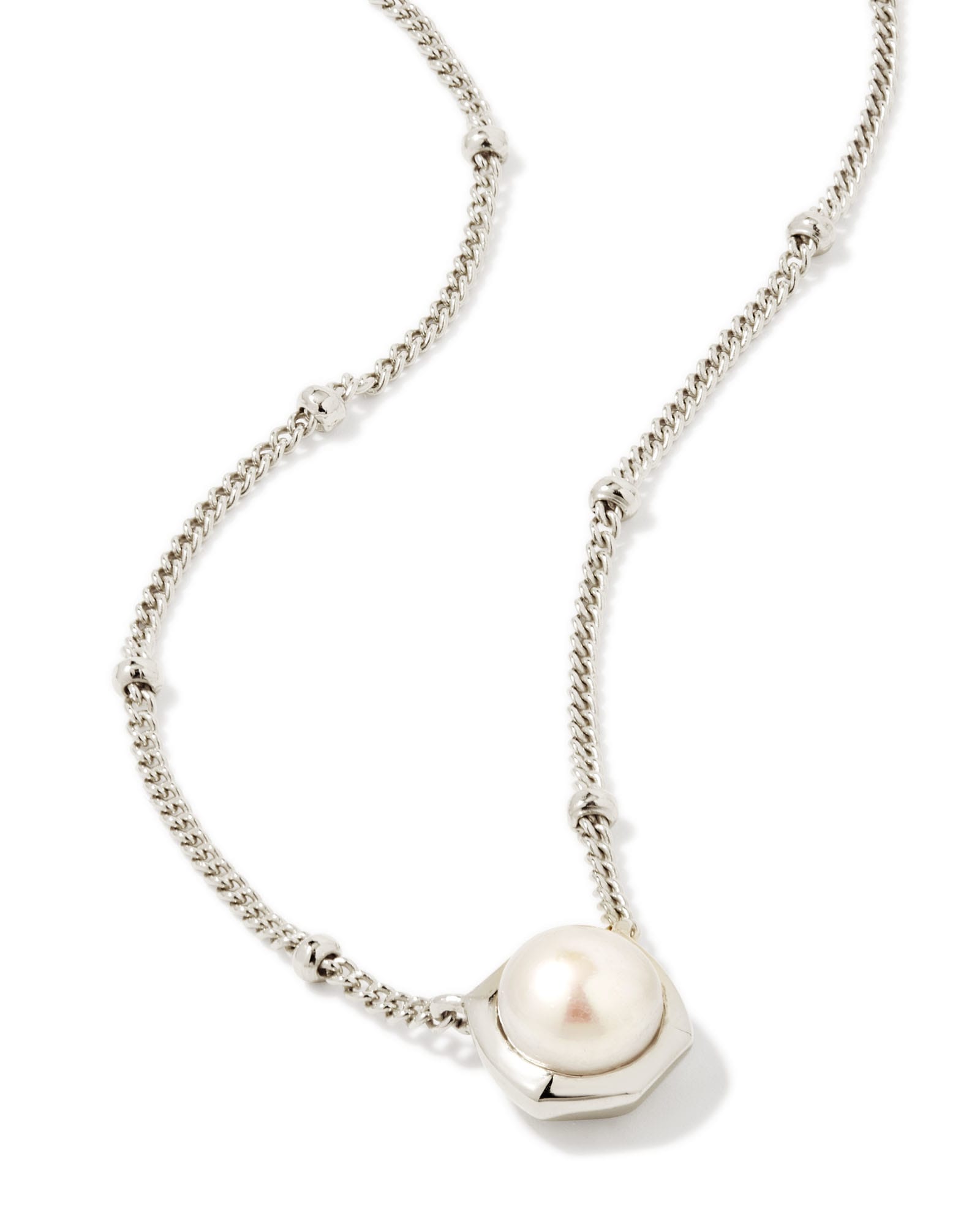 Kendra Scott Davie Sterling Silver Pendant Necklace in White | Pearl