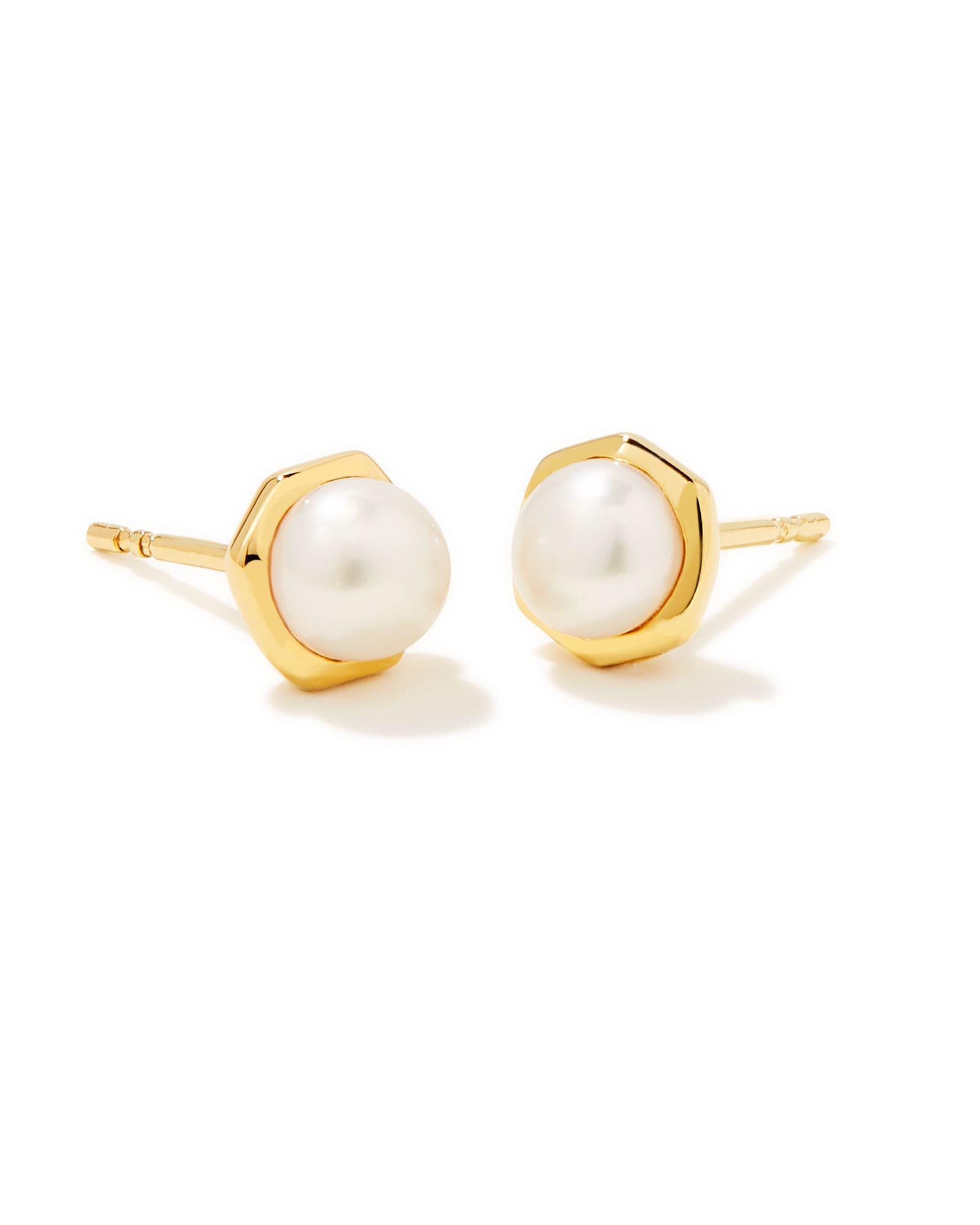 Kendra Scott Davie 18k Gold Vermeil Stud Earrings in White | Pearl