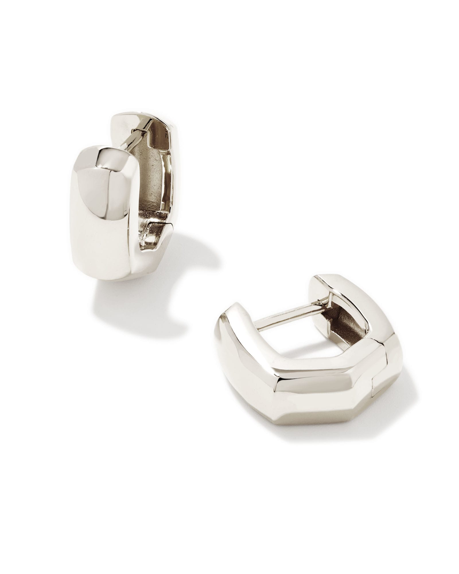 Kendra Scott Davie Wide Huggie Earrings in Sterling Silver | Metal