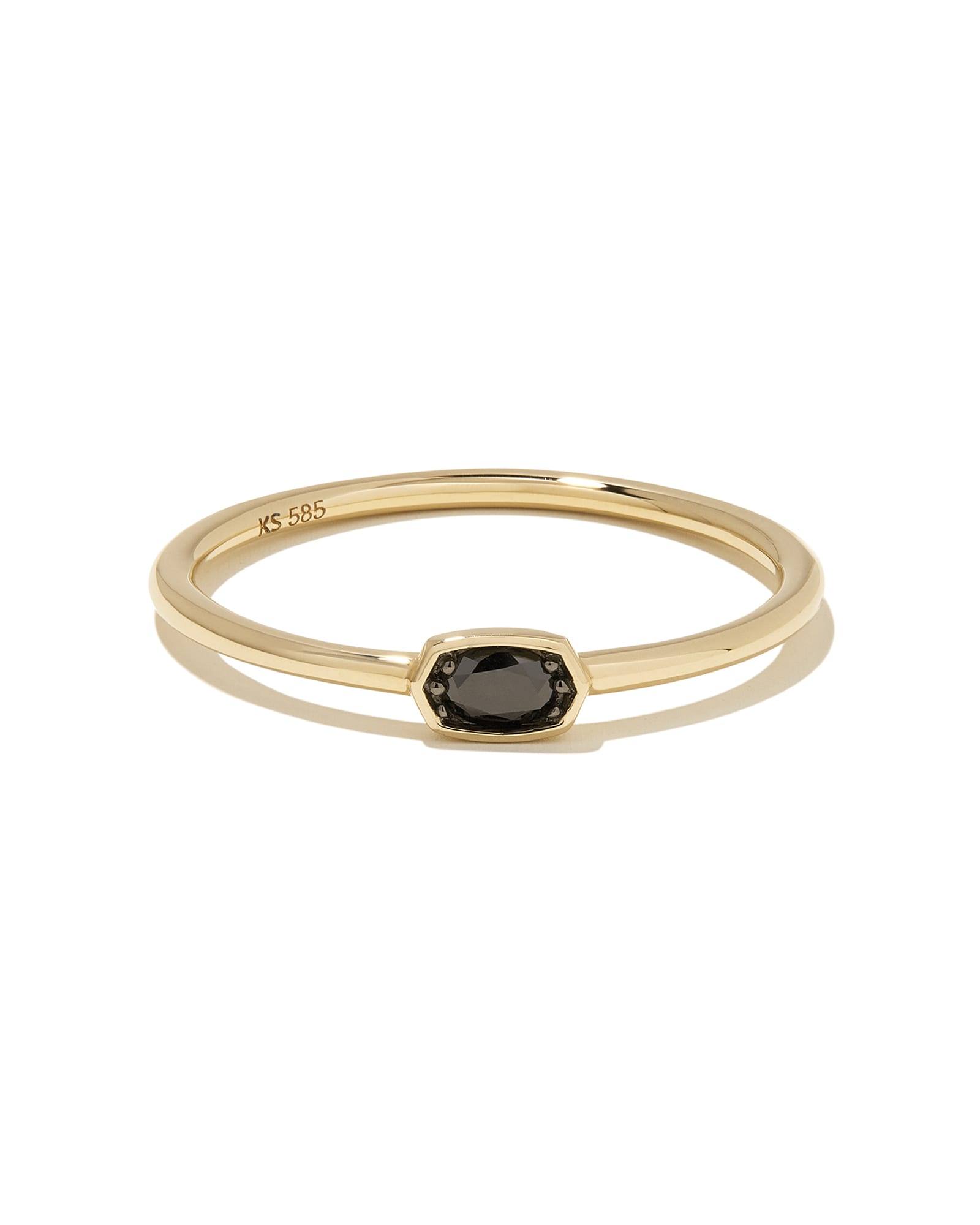 Kendra Scott Marisa 14k Yellow Gold Oval Solitaire Band Ring in Black Diamond | Diamonds | Size 7