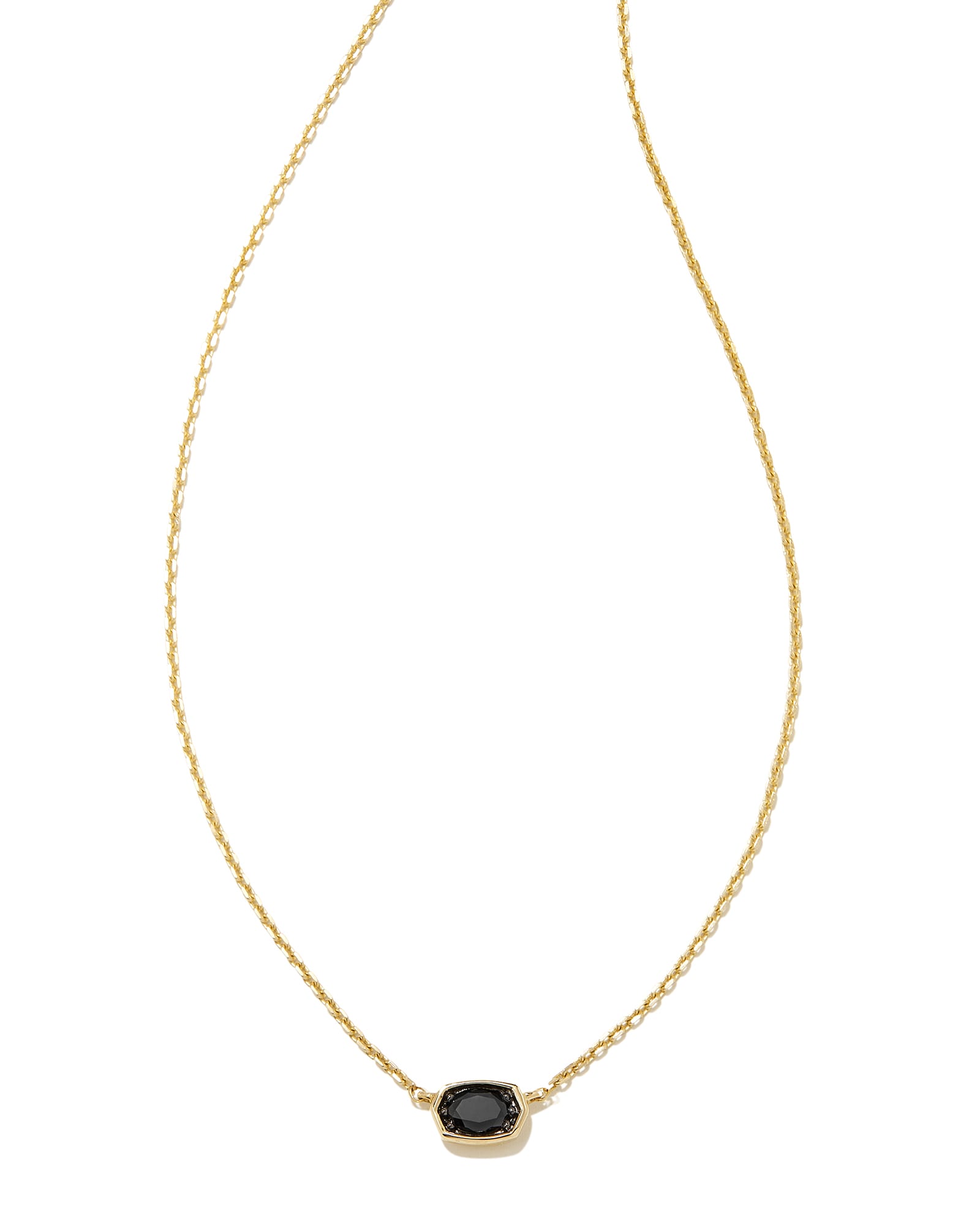 Kendra Scott Marisa 14k Yellow Gold Oval Solitaire Pendant Necklace in Black Diamond | Diamonds