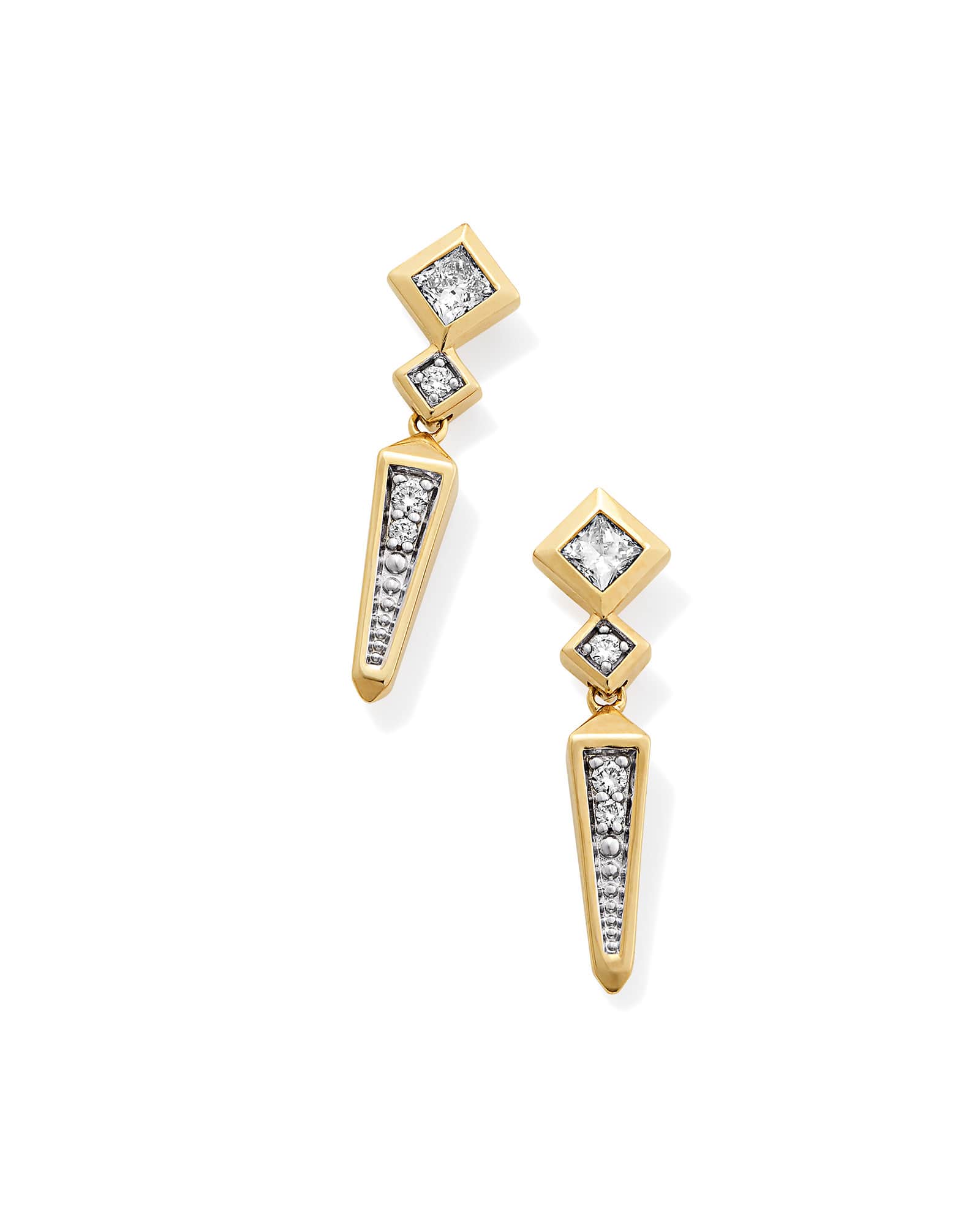 Kendra Scott 0.41 ct Lab Grown Diamond Michelle 14k Yellow Gold Small Spike Drop Earrings | Lab Diamond