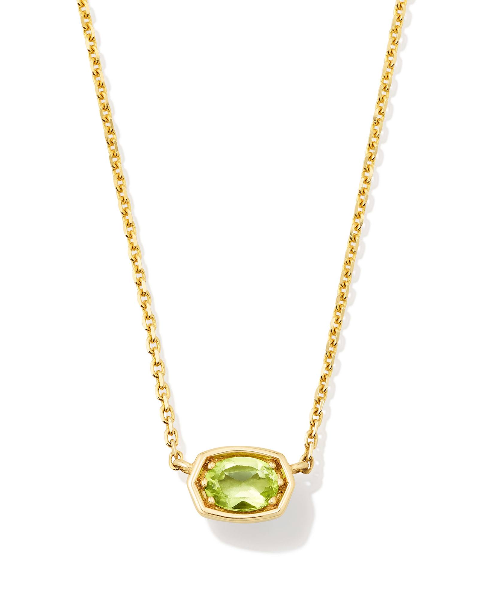 Kendra Scott Marisa 14k Yellow Gold Oval Solitaire Pendant Necklace in | Peridot