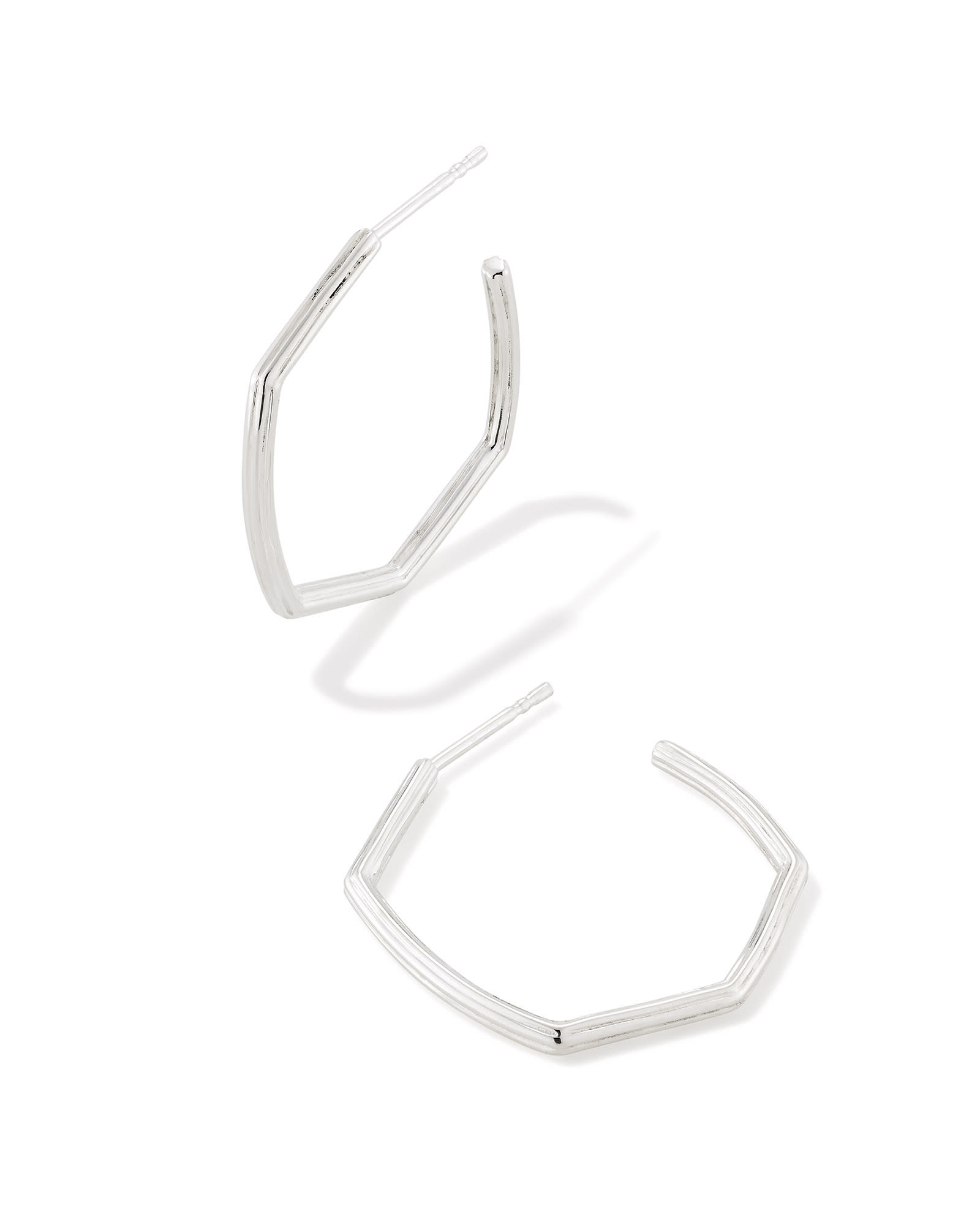 Kendra Scott Davie Ridged Hoop Earrings in Sterling Silver | Metal