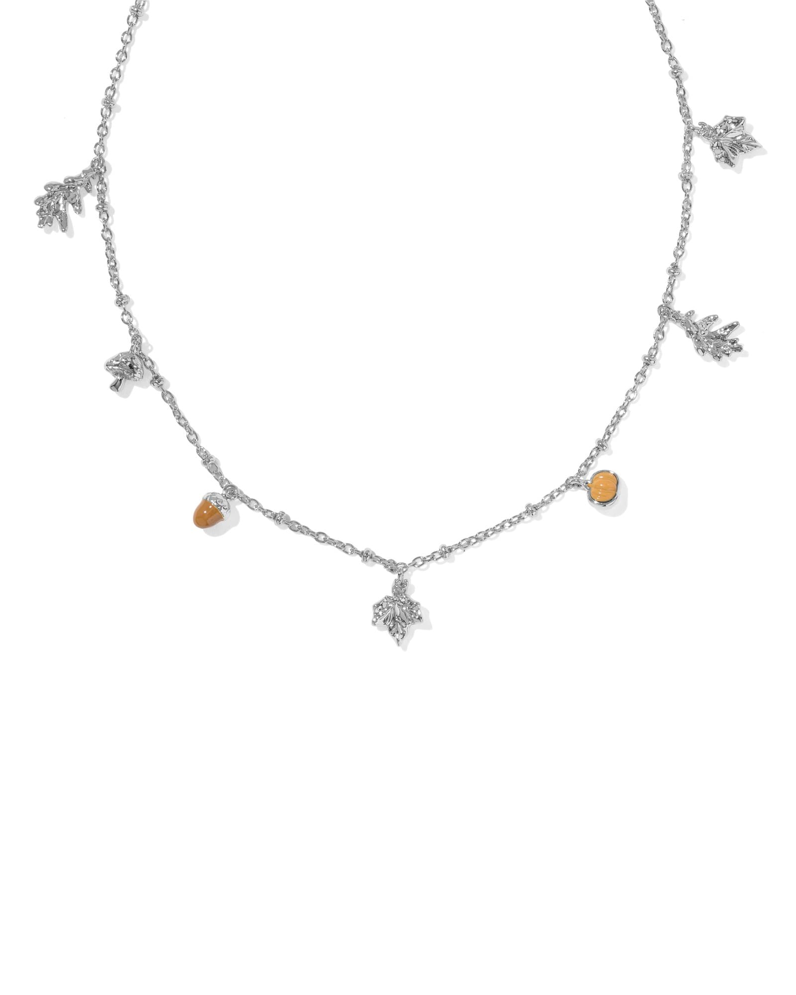 Autumn Silver Charm Necklace