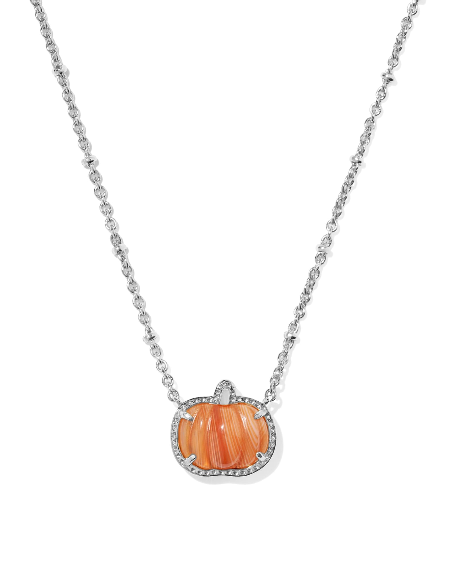 Pumpkin Silver Short Pendant Necklace