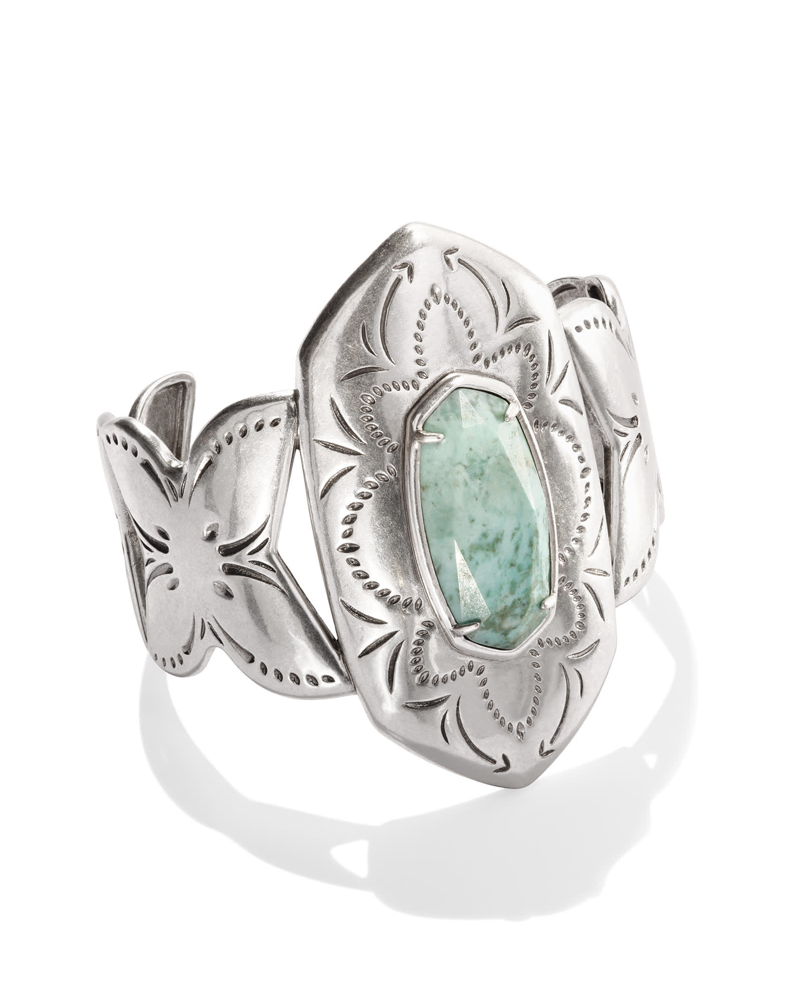 Kendra Scott Keziah Vintage Silver Cuff Bracelet in Sea Green Chrysocolla | Chrysocolla/Metal