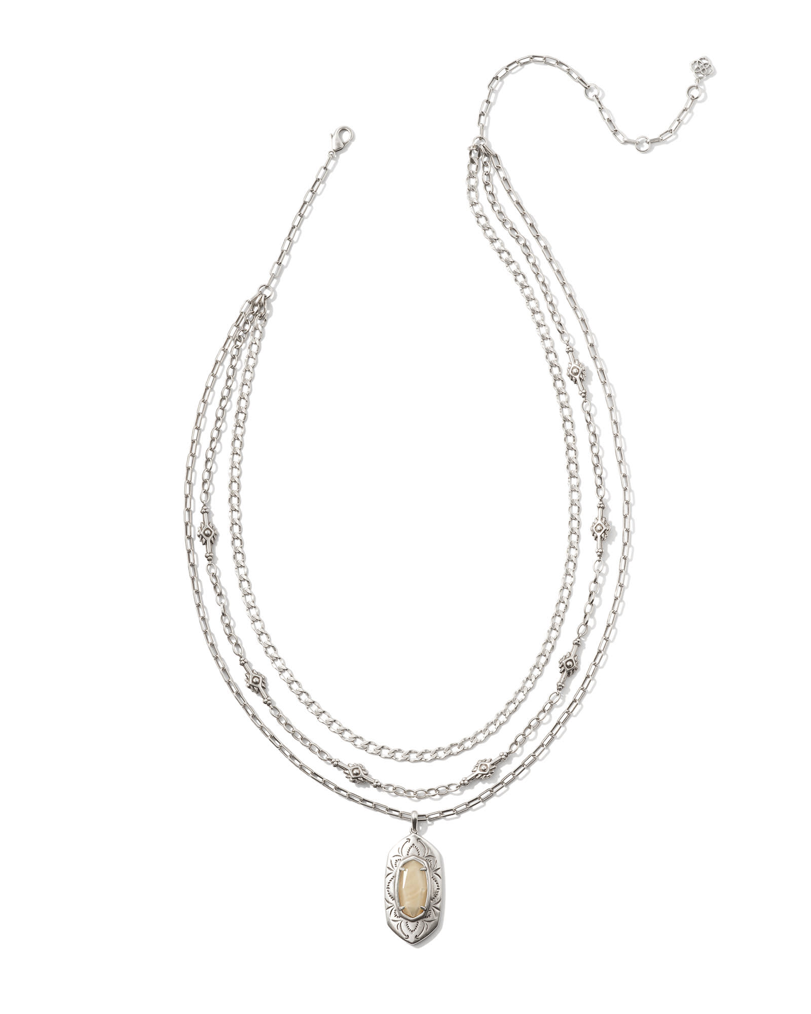 Kendra-Scott-keziah-multi-strand-necklace-vintage-silver-natural-mother-of-pearl-01