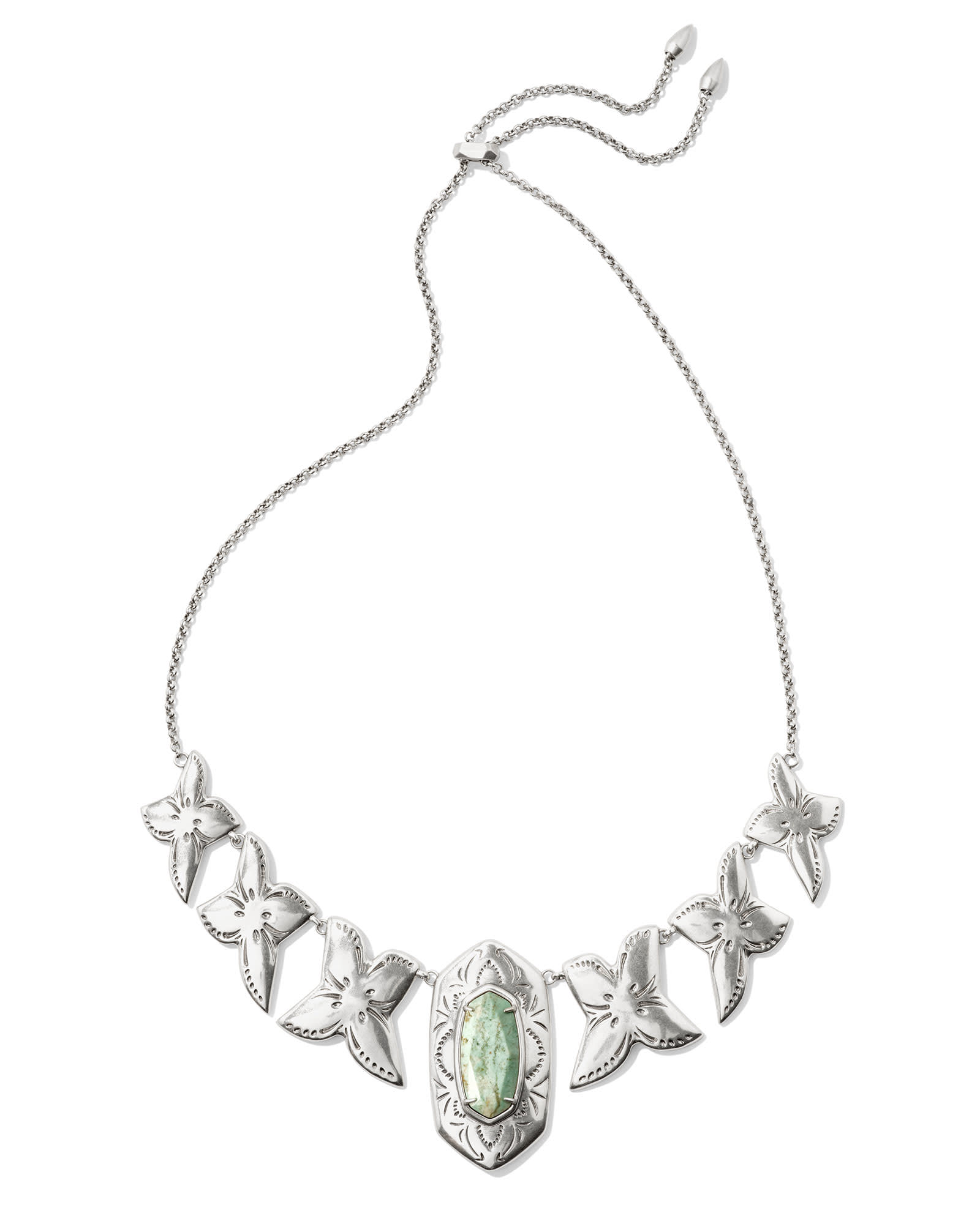 Kendra Scott Keziah Vintage Silver Statement Necklace in Sea Green Chrysocolla | Chrysocolla/Metal