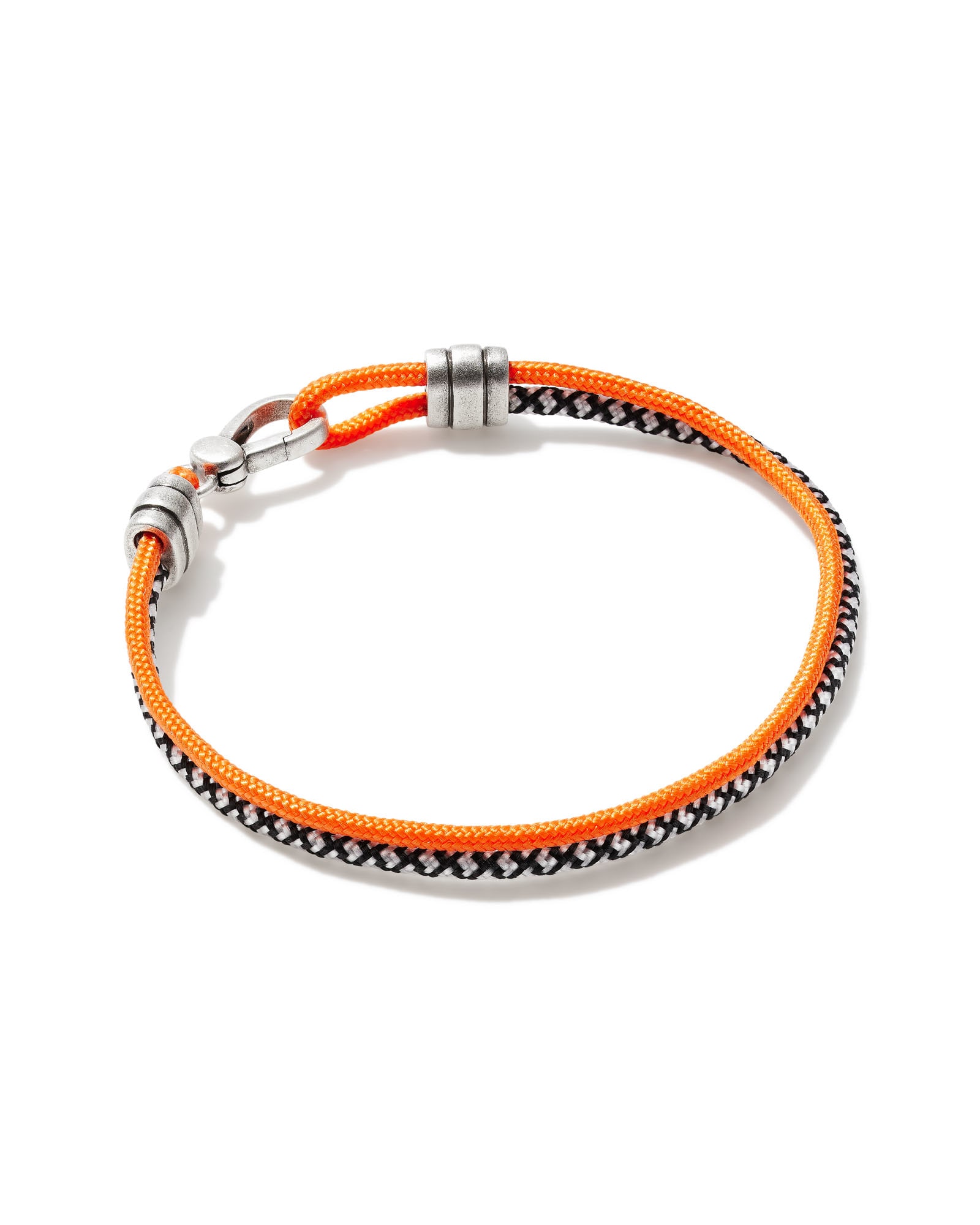 Kendra Scott Men's Kenneth Oxidized Sterling Silver Corded Bracelet in Orange Mix | Paracord