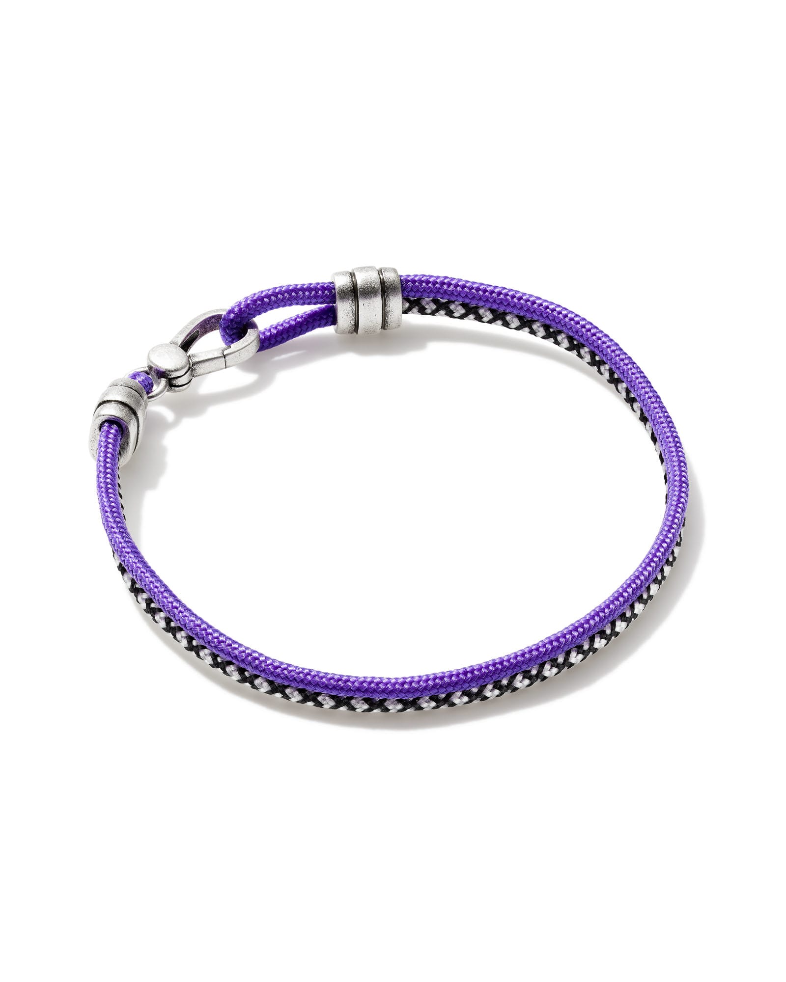 Kendra Scott Men's Kenneth Oxidized Sterling Silver Corded Bracelet in Purple Mix | Paracord
