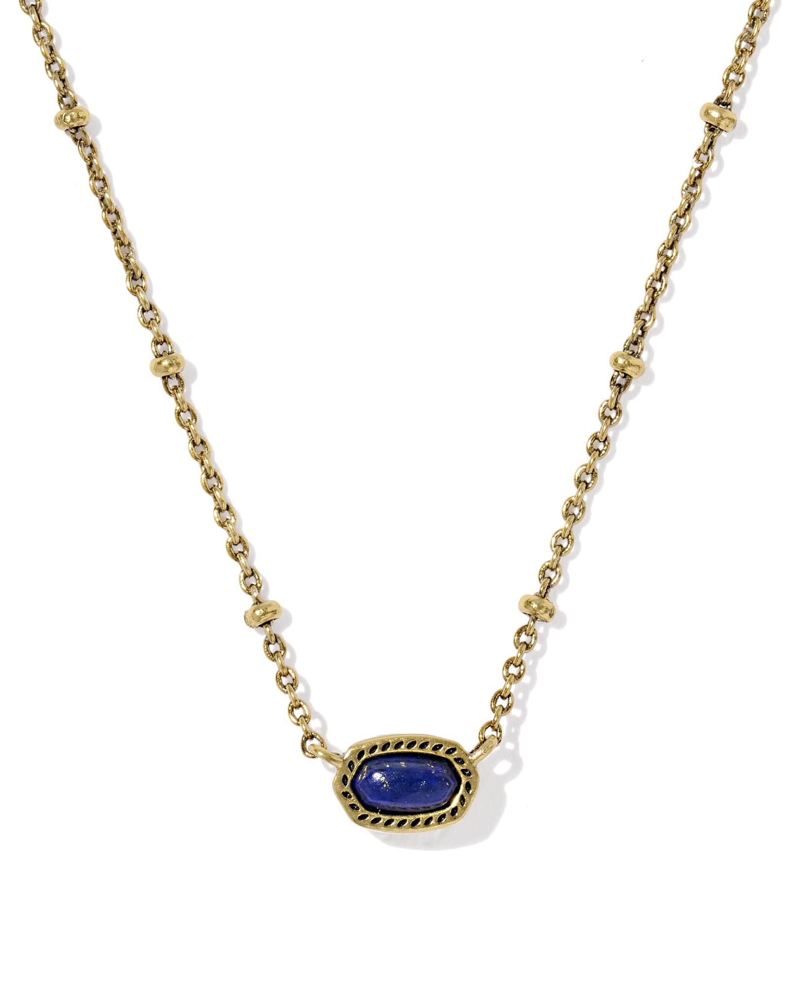 Kendra Scott Mini Elisa Vintage Gold Satellite Short Pendant Necklace | Lapis
