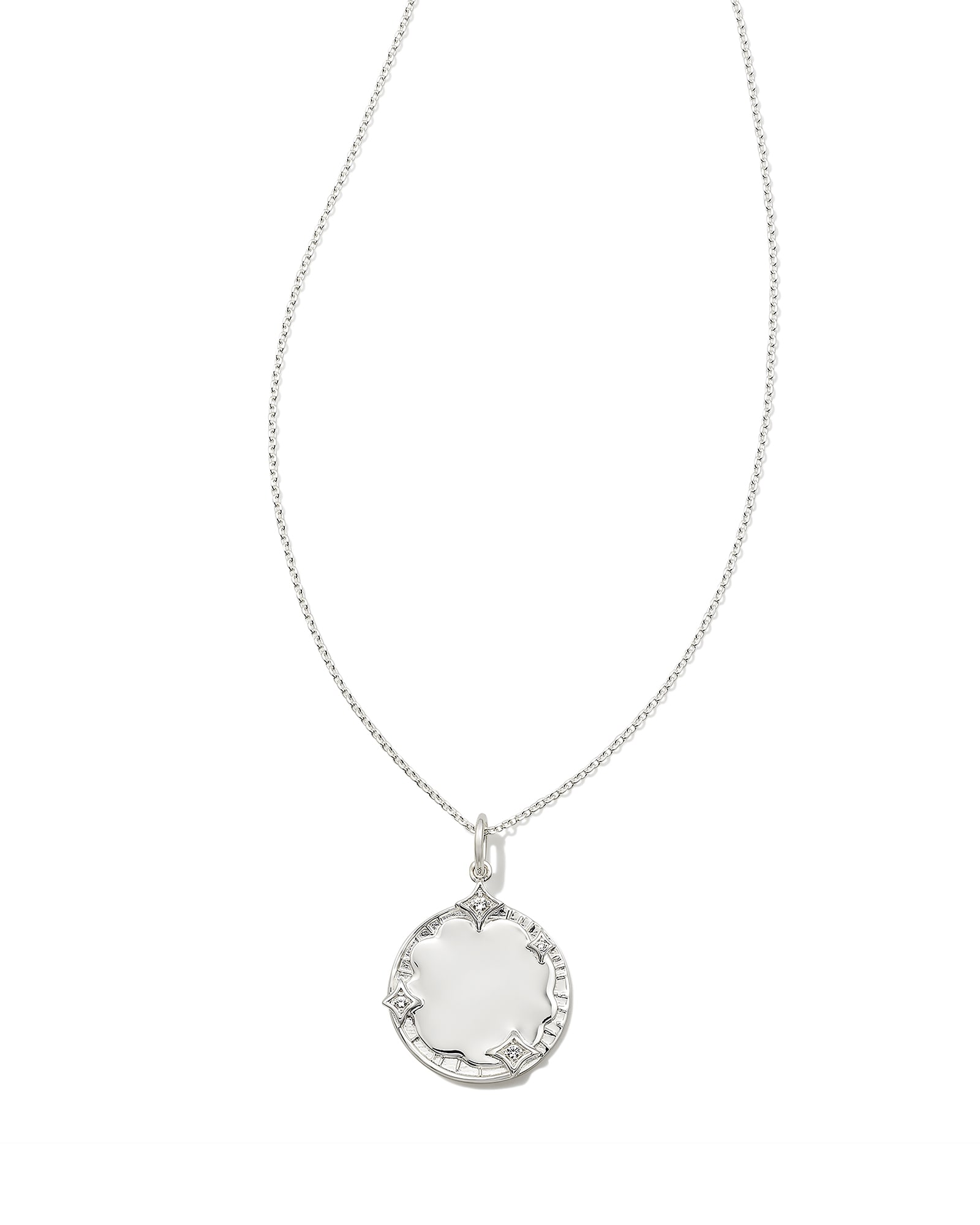 Kendra Scott Luna Sterling Silver Charm Necklace in White Sapphire | Metal