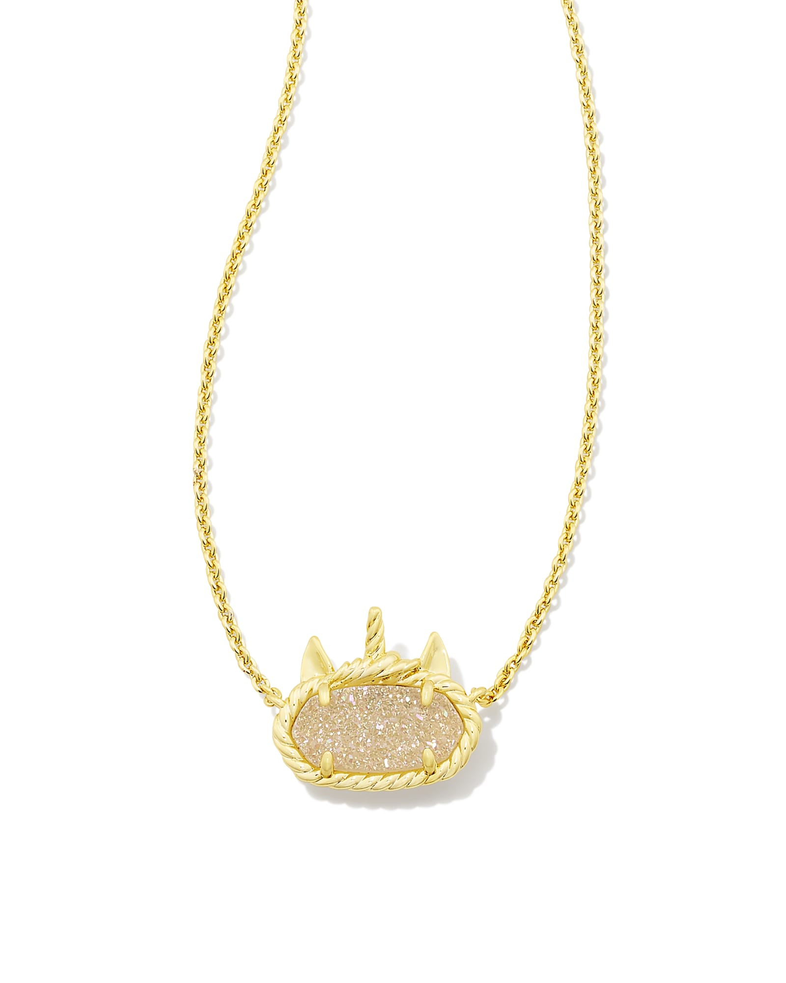 Kendra Scott Elisa Unicorn Gold Short Pendant Necklace in Iridescent | Drusy