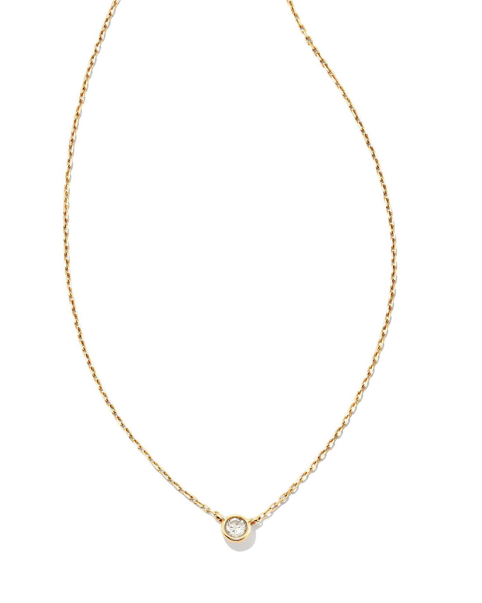 Kendra Scott Audrey 14k Yellow Gold Pendant Necklace in White Diamond, 0.07ct | Diamonds