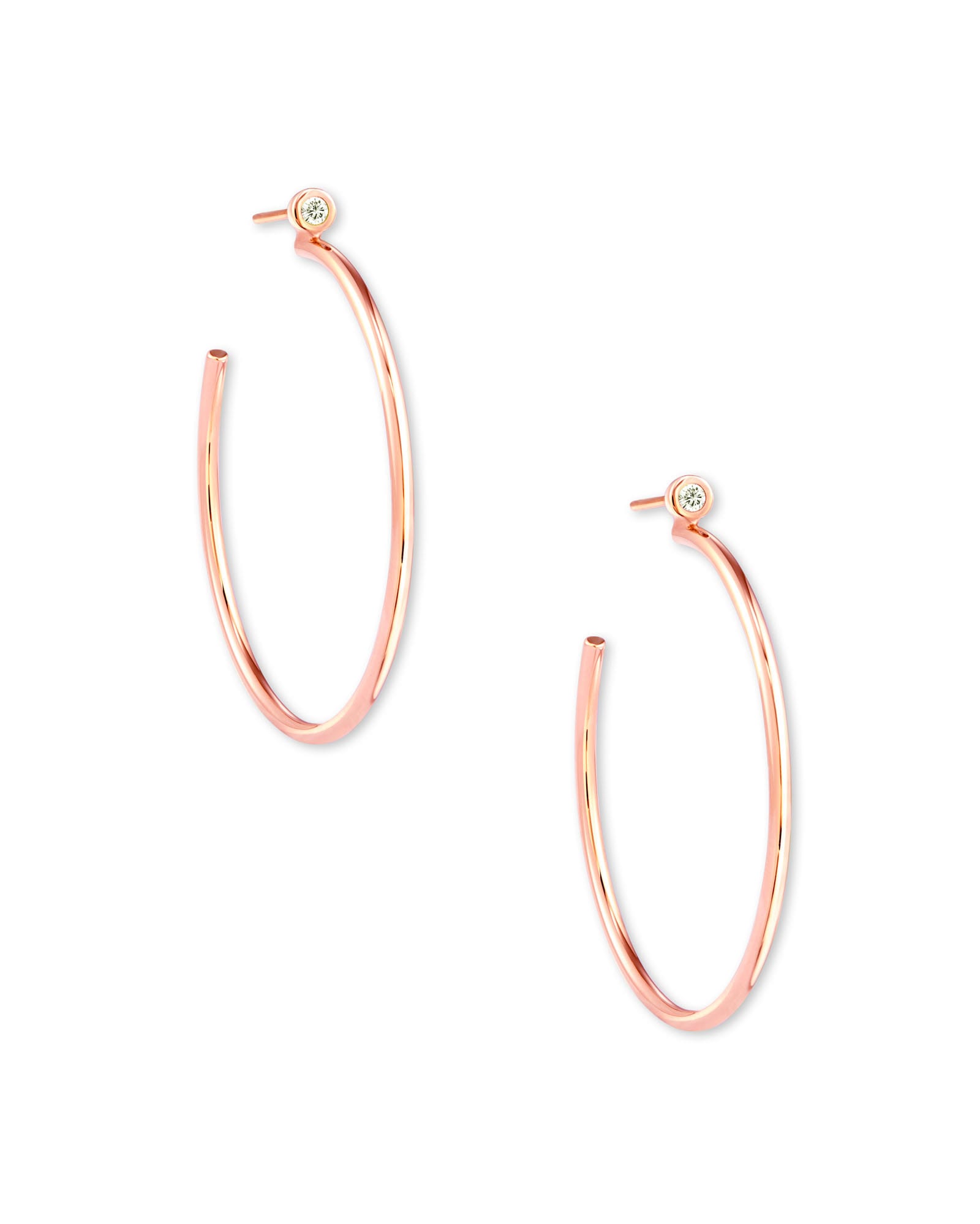 Kendra Scott Audrey 14k Rose Gold Hoop Earrings in White Diamond | Diamonds