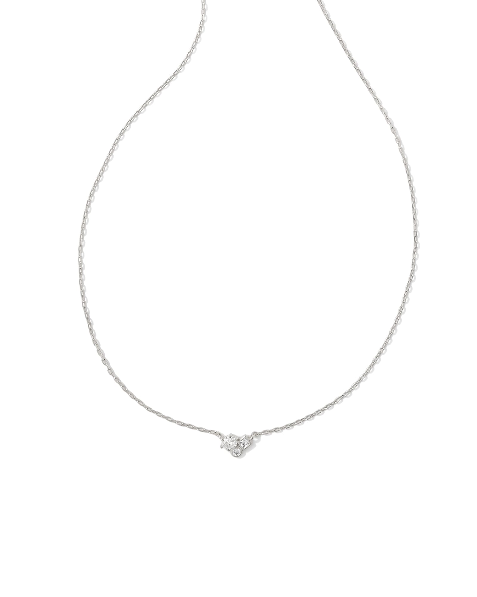 Kendra Scott Henry Silver Short Pendant Necklace in White Crystal | Crystal/Metal Rhodium