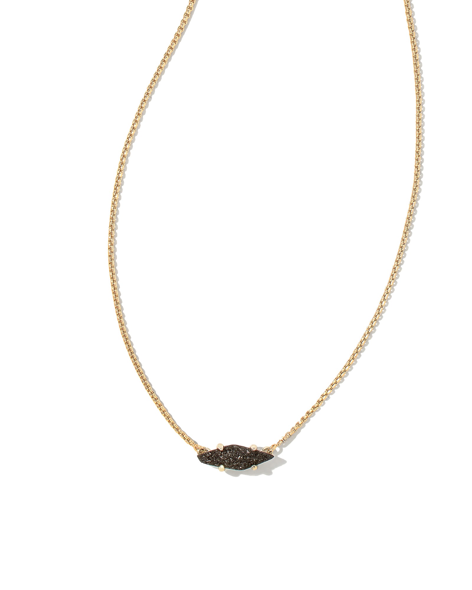 Kendra Scott Bridgete Gold Pendant Necklace in Black | Drusy