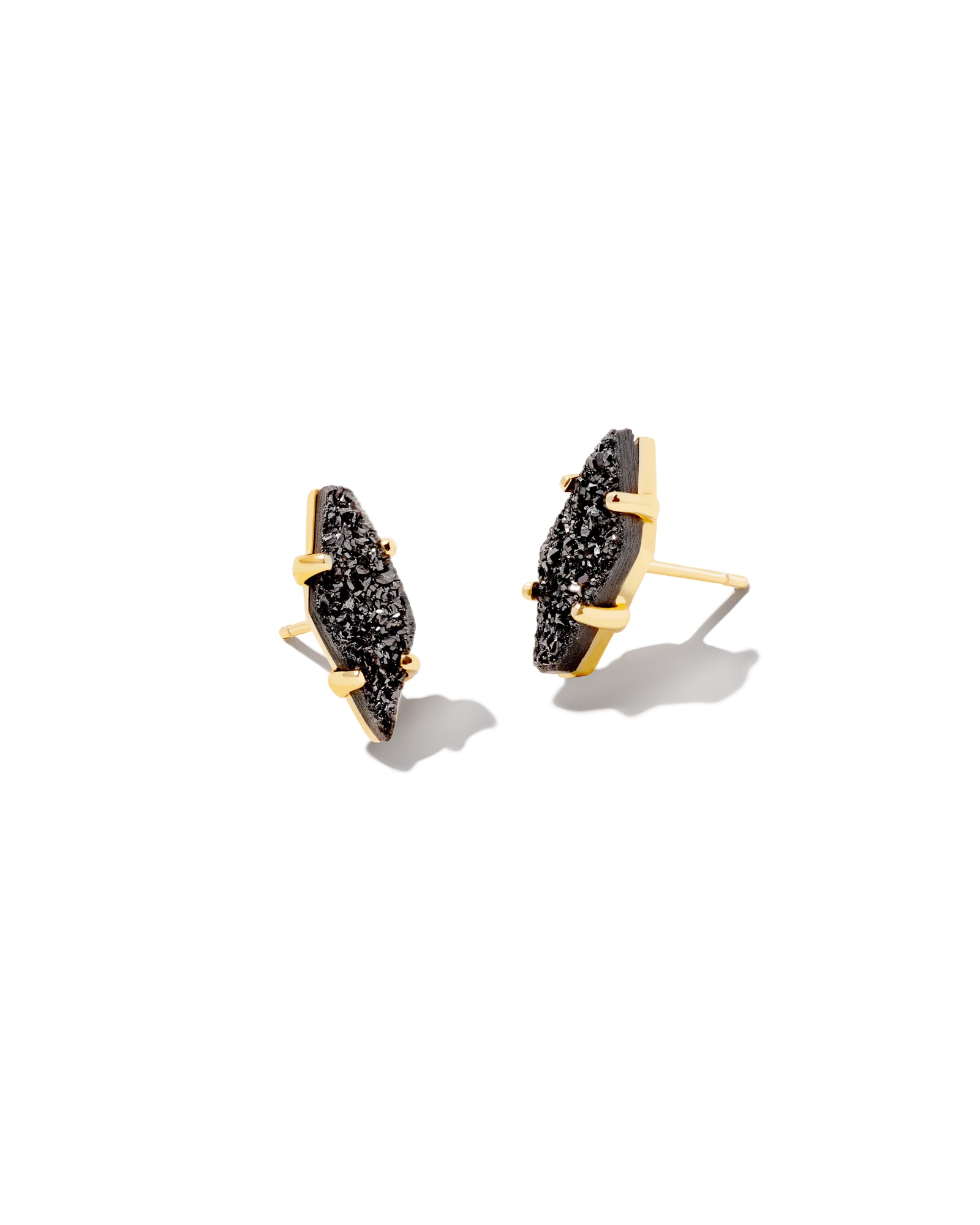 Kendra Scott Brook Gold Stud Earrings in Black | Drusy